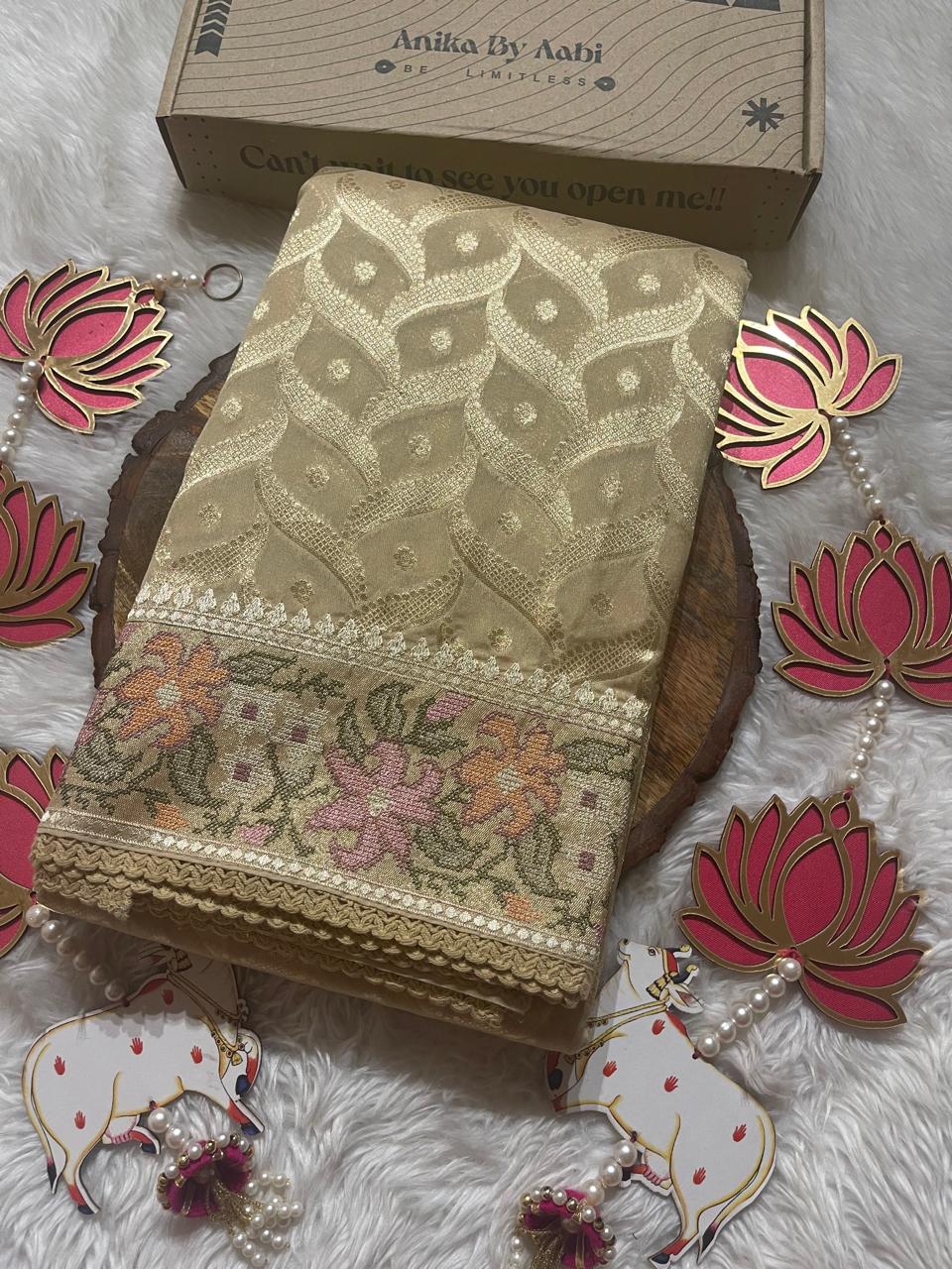 ANAHA-FLORA BEIGE SAREE