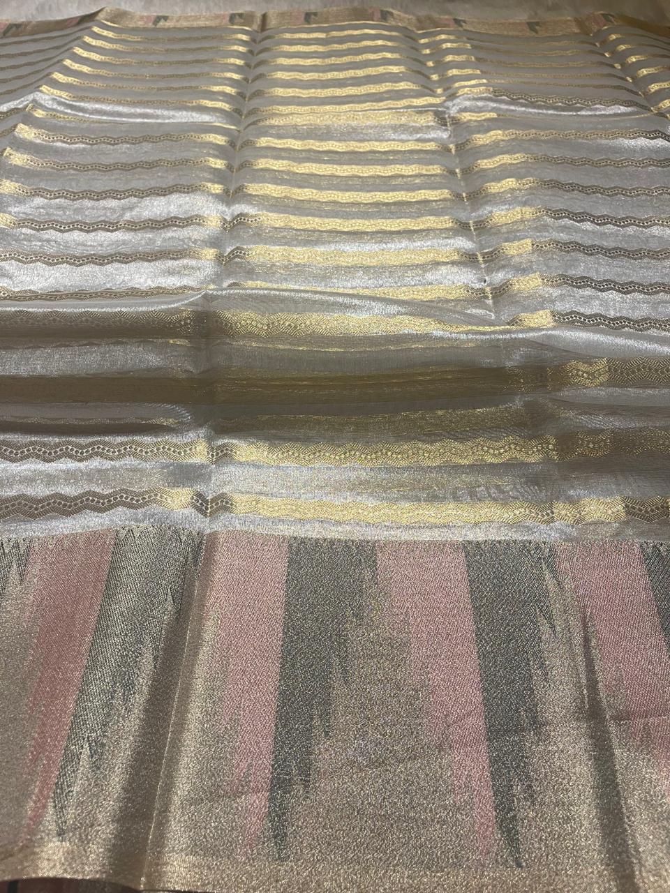 OREGANO-ANTIQUE SILVER TEMPLE SAREE