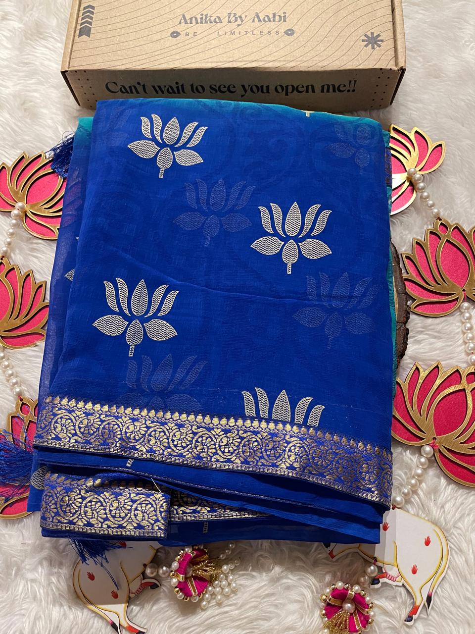 LOTUS BLUE DUAL TONE SAREE