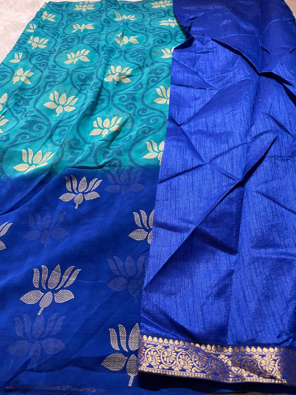 LOTUS BLUE DUAL TONE SAREE