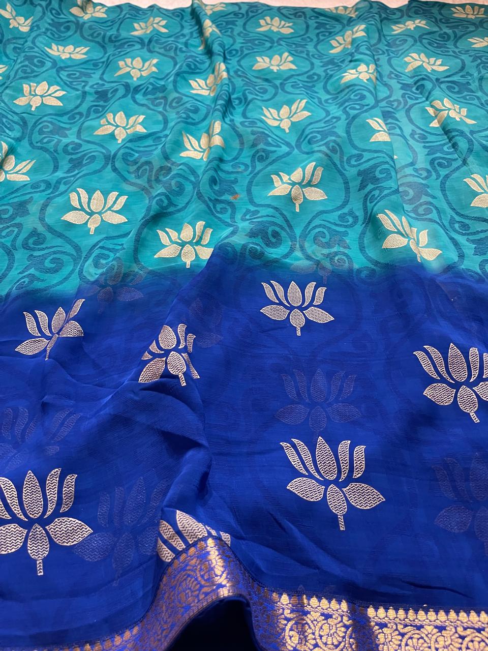 LOTUS BLUE DUAL TONE SAREE