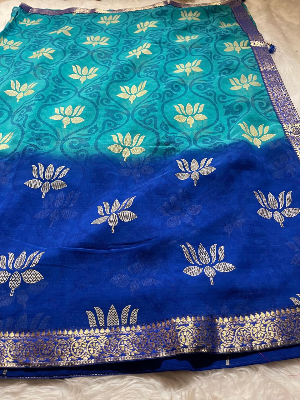 LOTUS BLUE DUAL TONE SAREE