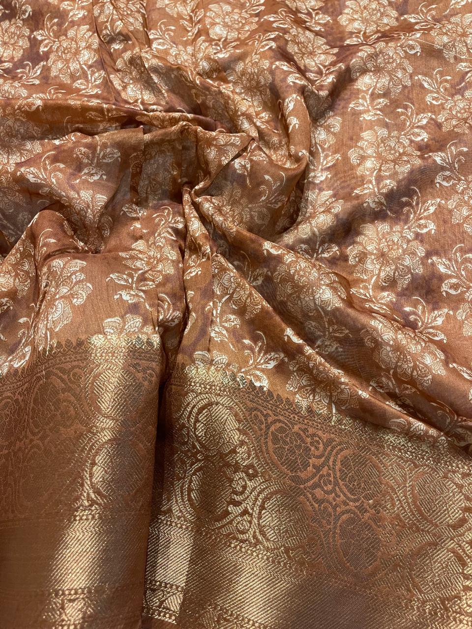 GRAY WITH BROWN SAREE