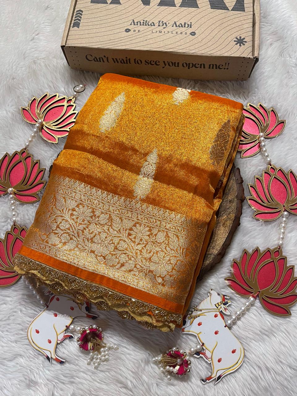 TISSUE JHANVI-ORGANISH YELLOW SAREE
