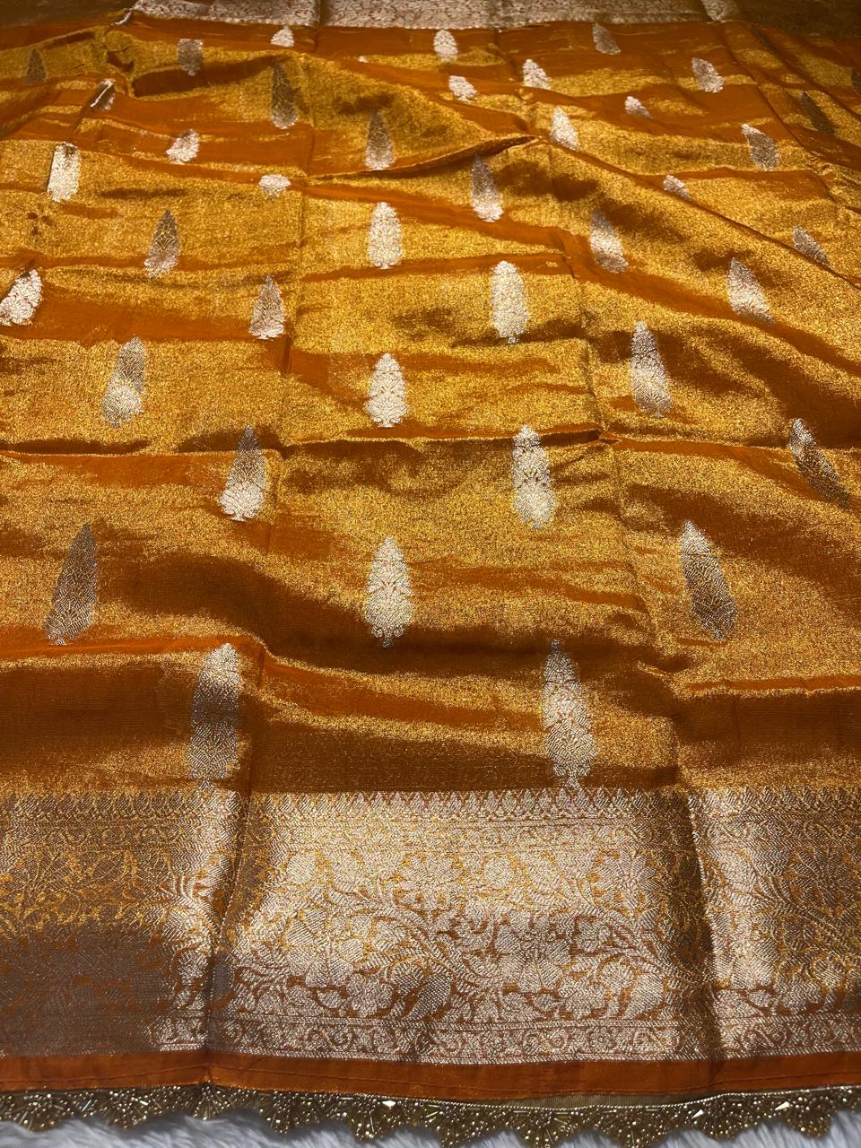 TISSUE JHANVI-ORGANISH YELLOW SAREE