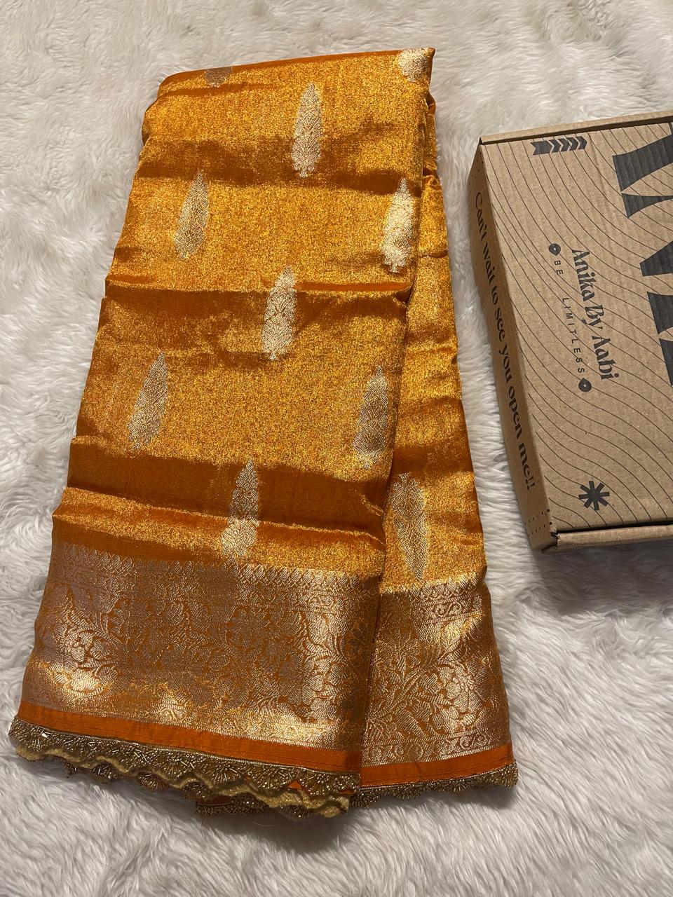 TISSUE JHANVI-ORGANISH YELLOW SAREE