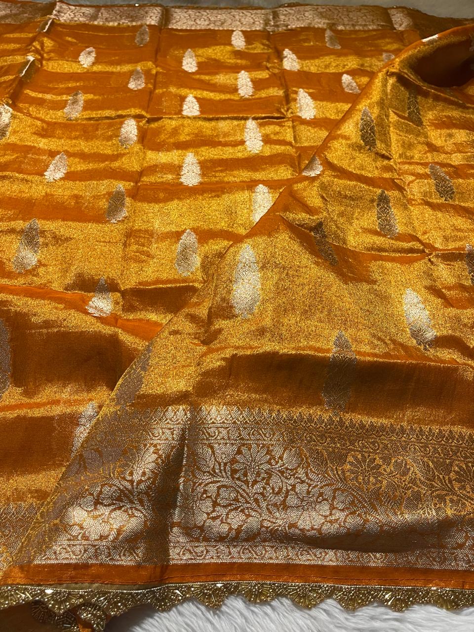 TISSUE JHANVI-ORGANISH YELLOW SAREE