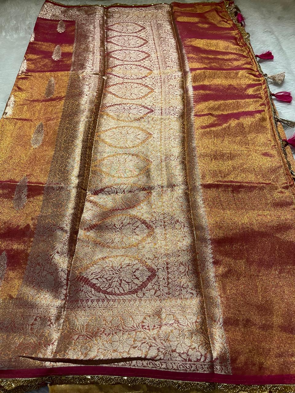 TISSUE JHANVI-RANIPINK DUAL TONE SAREE