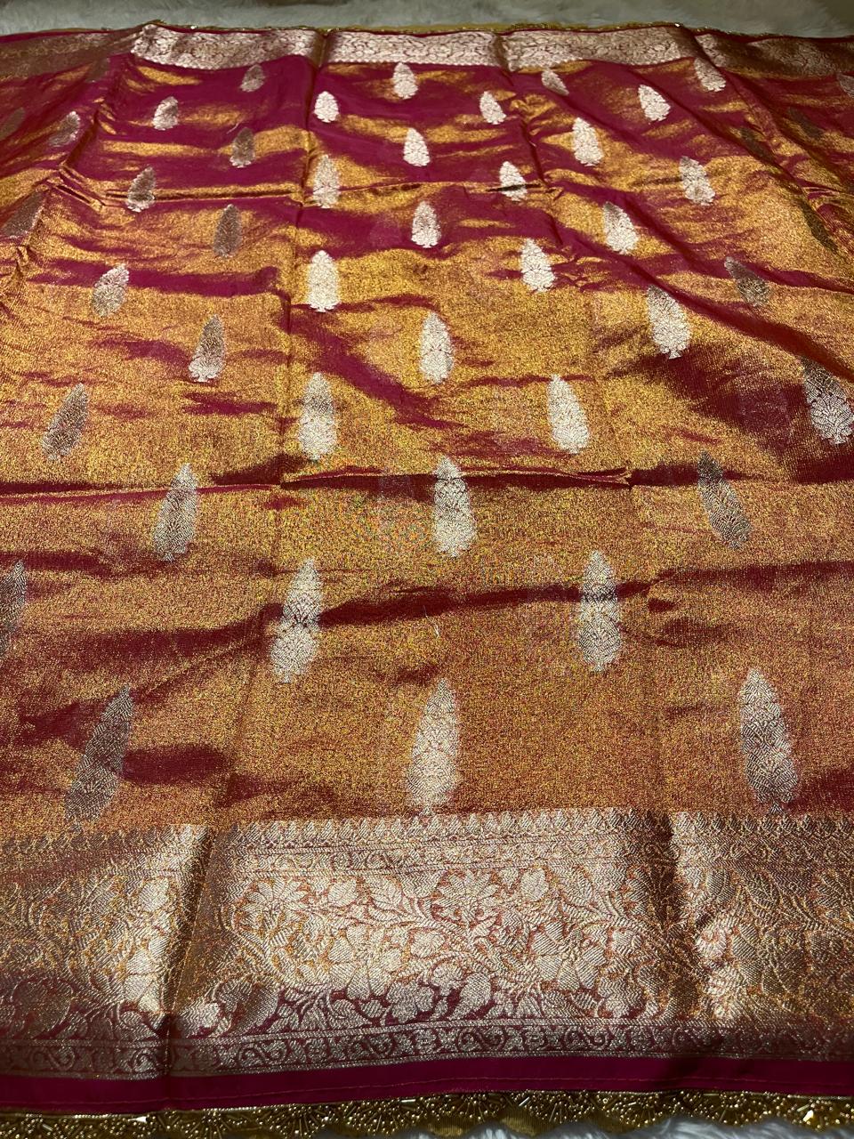 TISSUE JHANVI-RANIPINK DUAL TONE SAREE