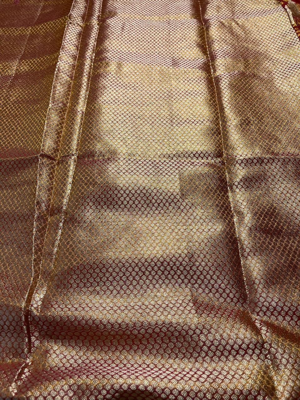 TISSUE JHANVI-RANIPINK DUAL TONE SAREE