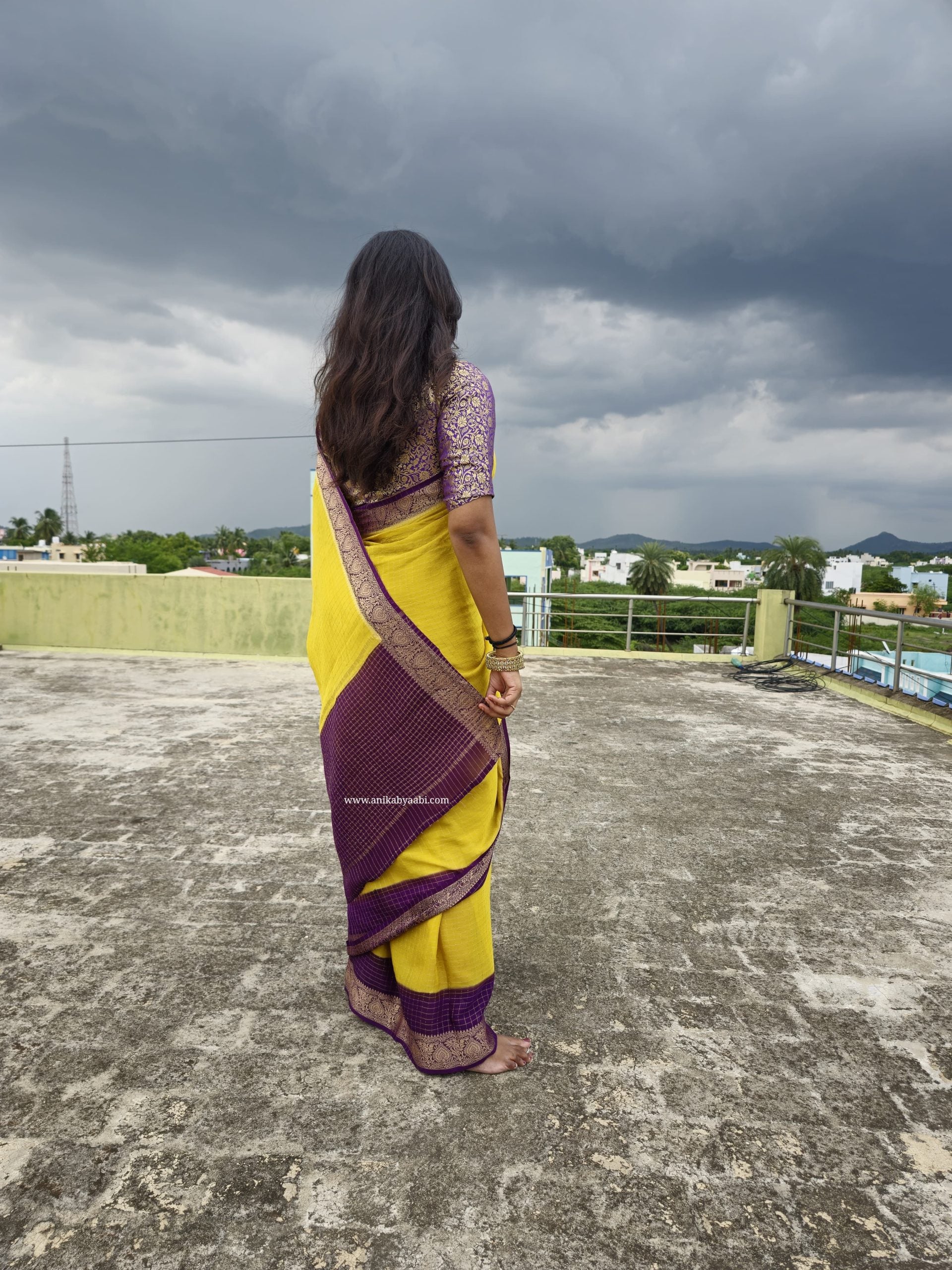 RATHI-MUSTARD YELLOW DUAL TONE SAREE