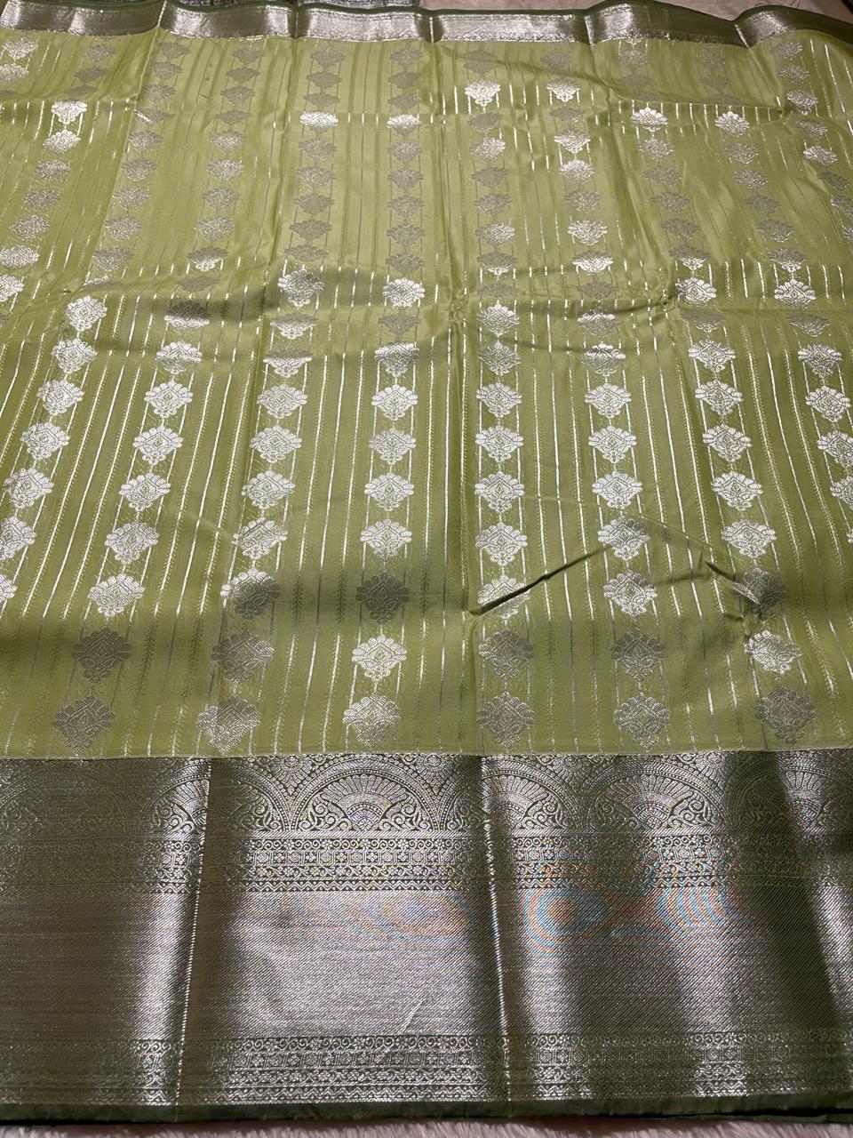 MUHURTH-OLIVE GREEN WITH BOTTLE GREEN SAREE