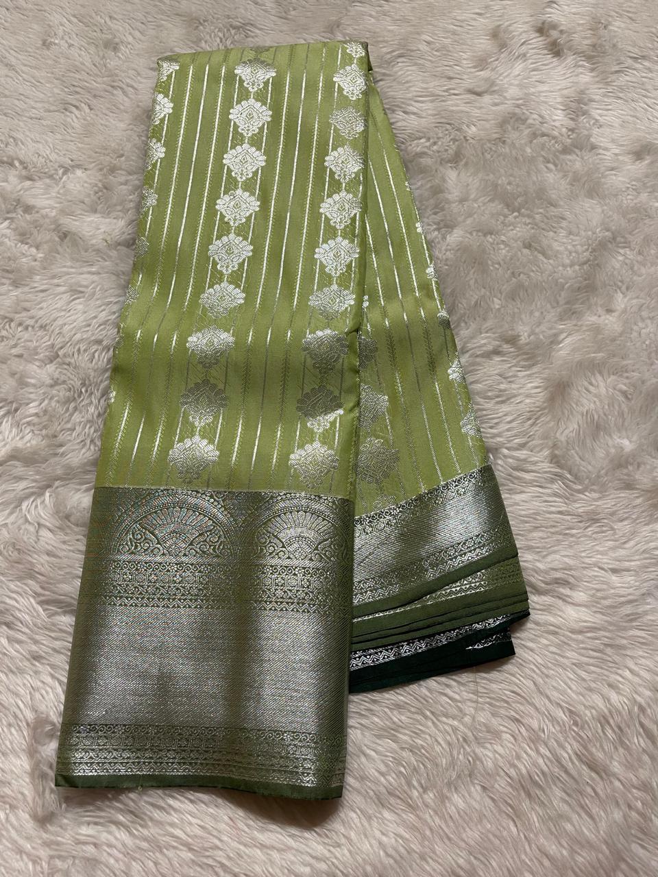 MUHURTH-OLIVE GREEN WITH BOTTLE GREEN SAREE