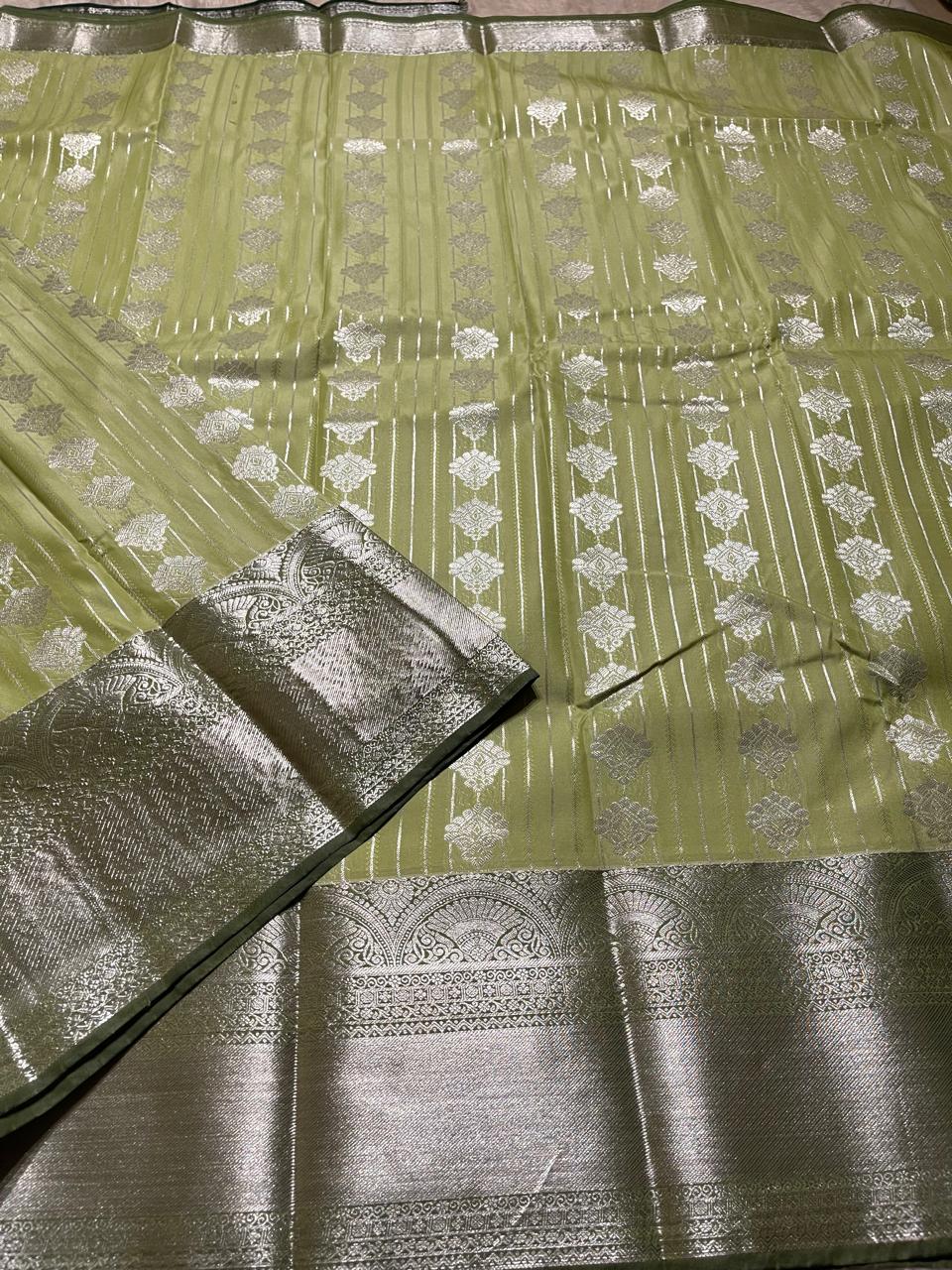 MUHURTH-OLIVE GREEN WITH BOTTLE GREEN SAREE