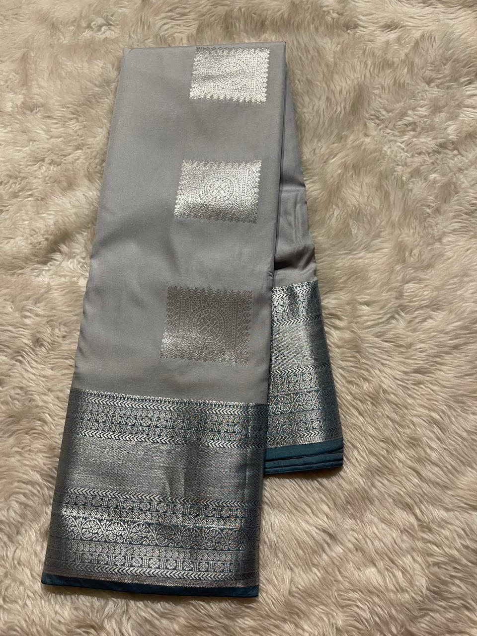 MUHURTH-GREY WITH RAMABLUE SAREE
