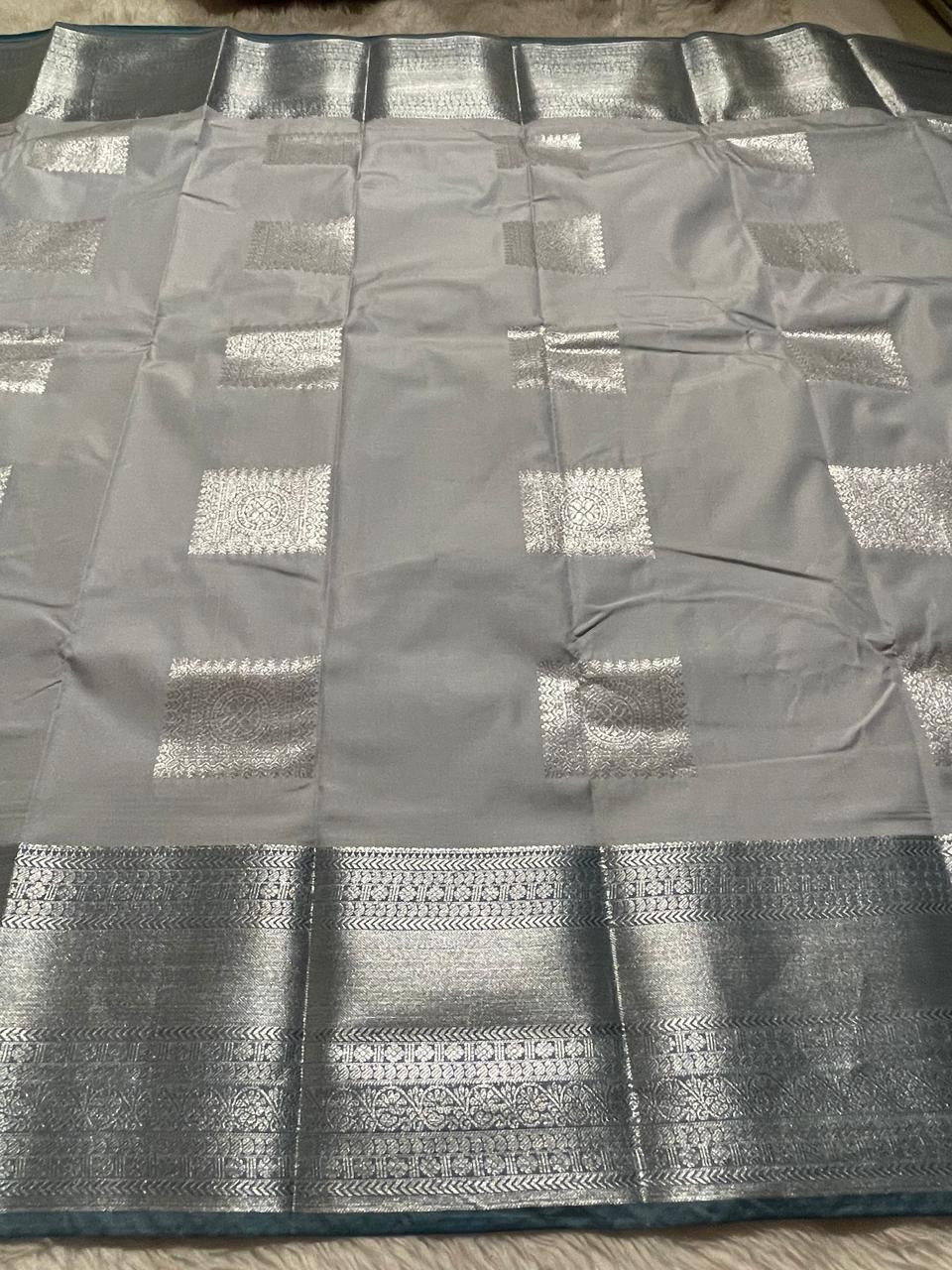 MUHURTH-GREY WITH RAMABLUE SAREE