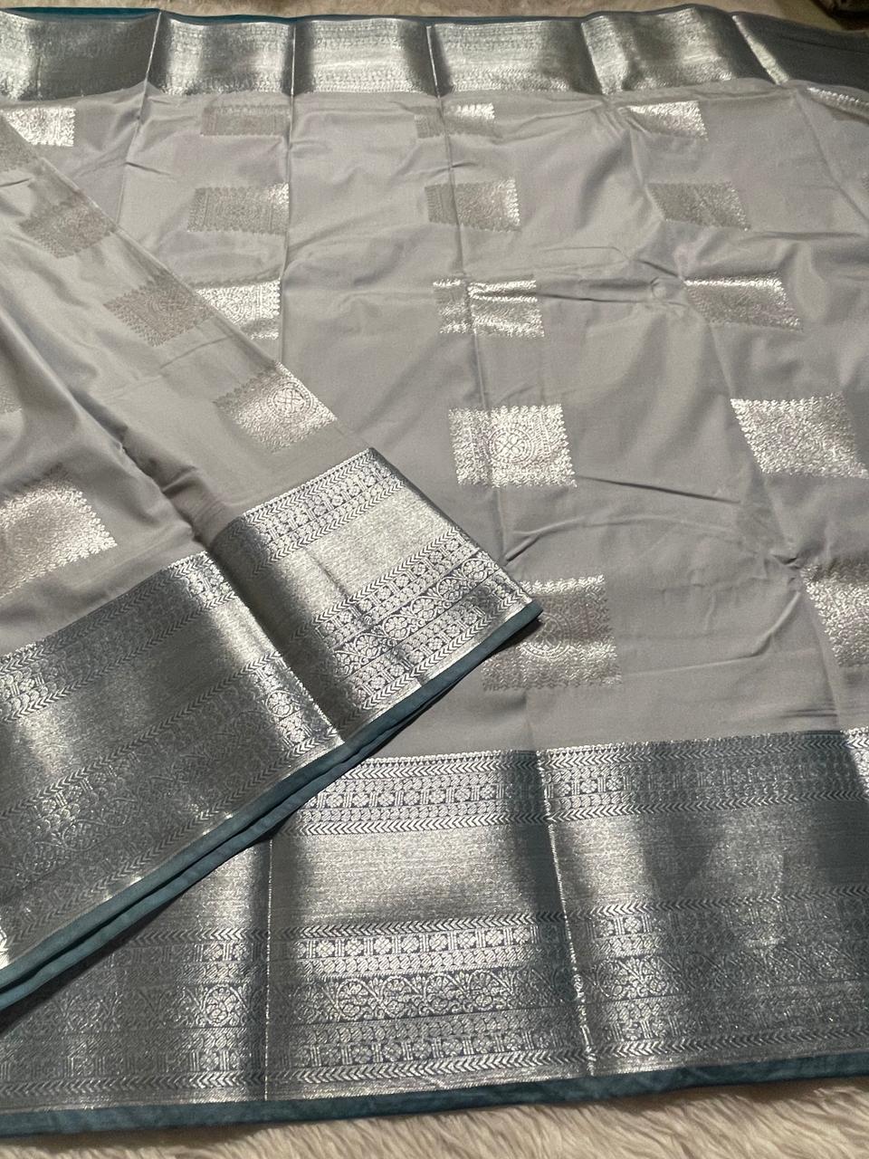 MUHURTH-GREY WITH RAMABLUE SAREE