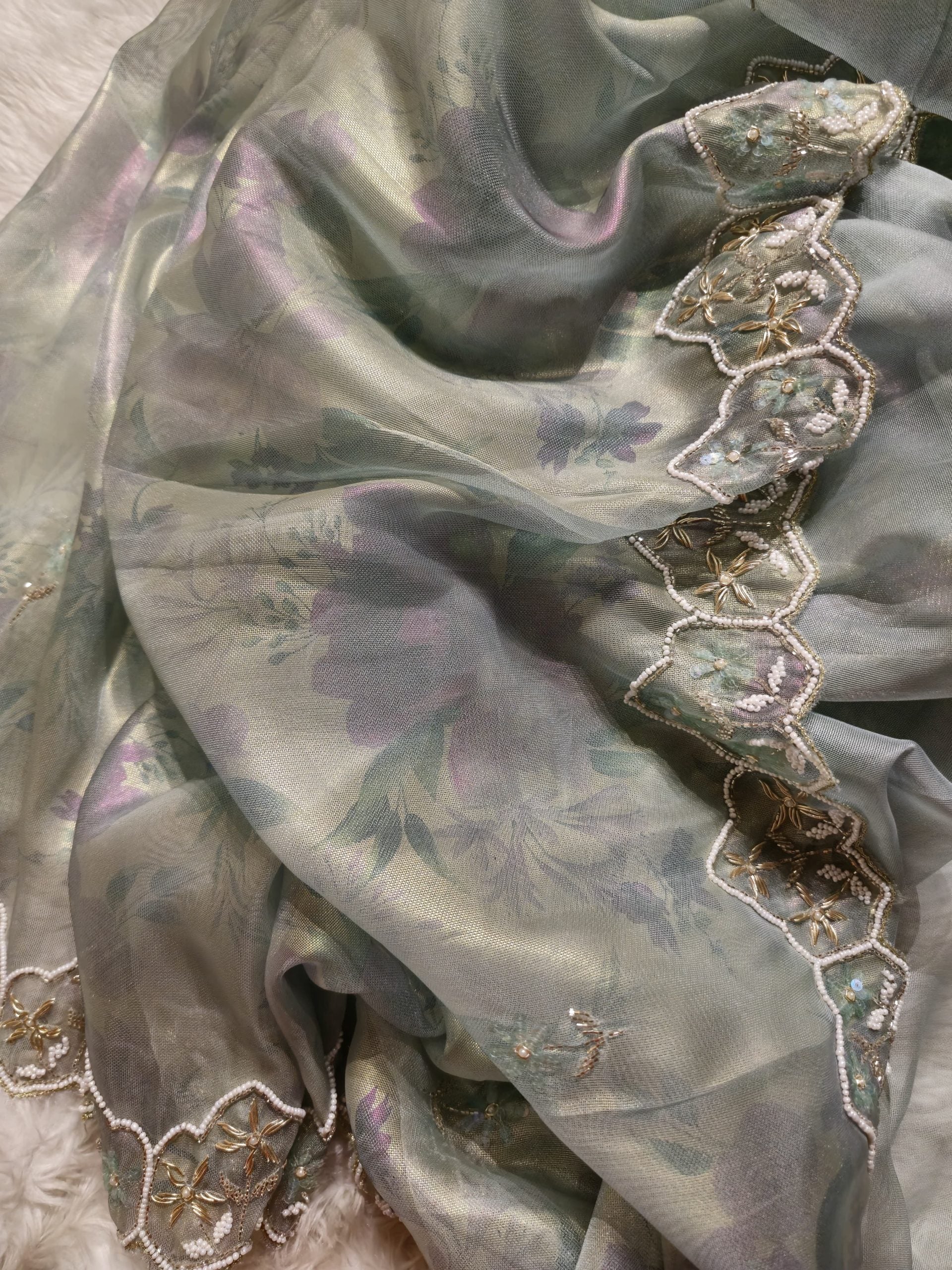 DAFFODIL-BLUE DUAL TONE SAREE