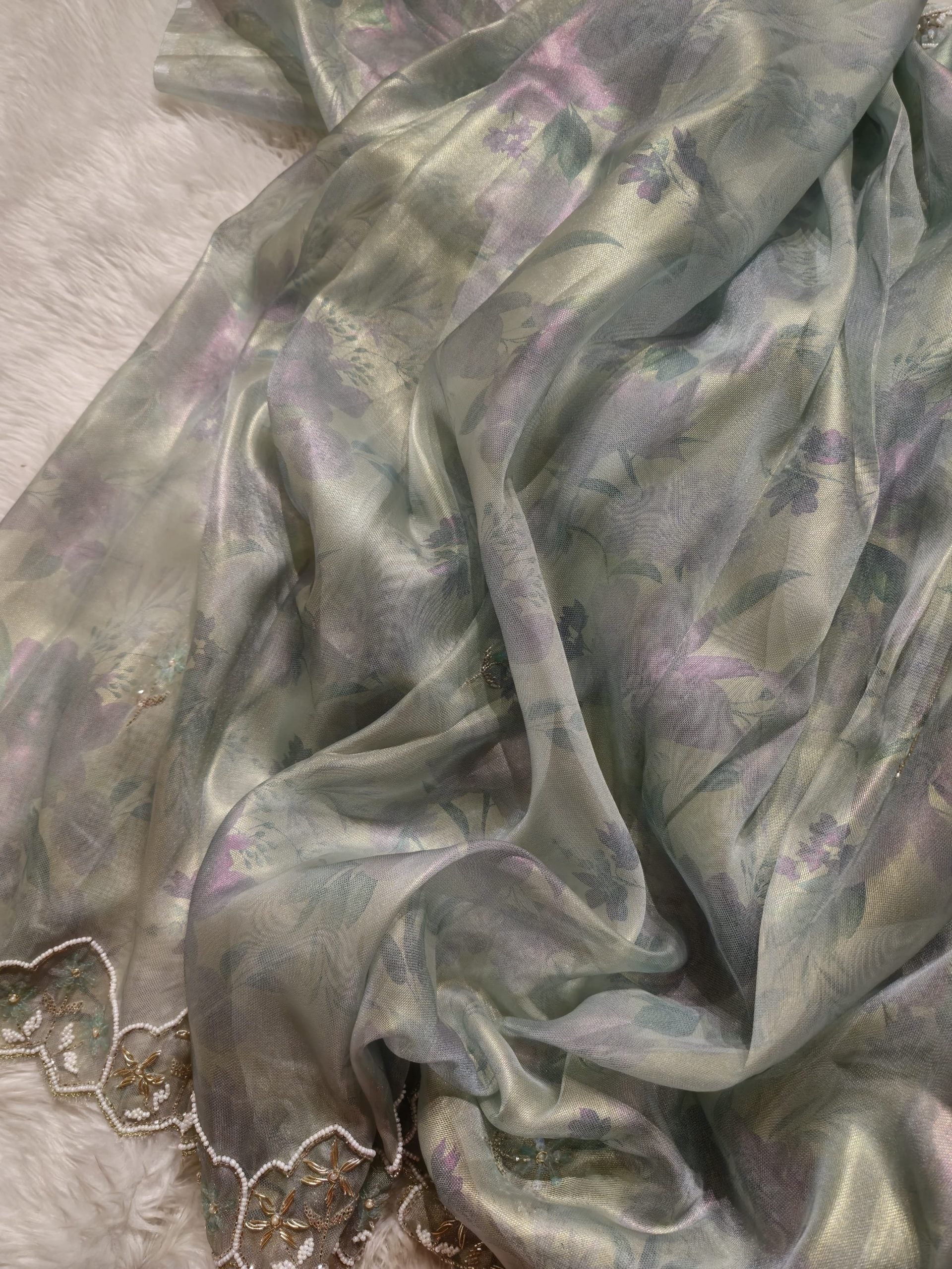 DAFFODIL-BLUE DUAL TONE SAREE