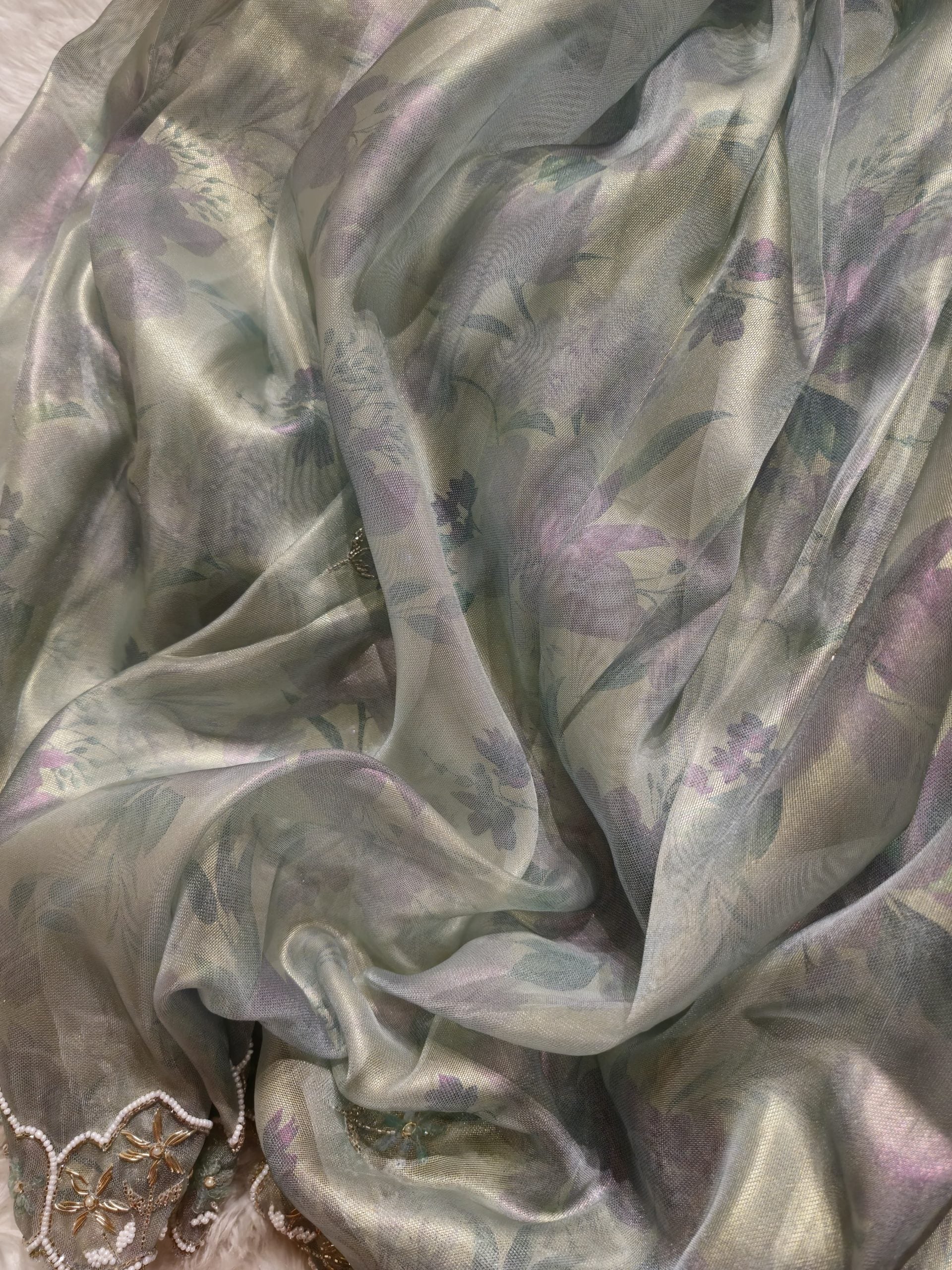 DAFFODIL-BLUE DUAL TONE SAREE