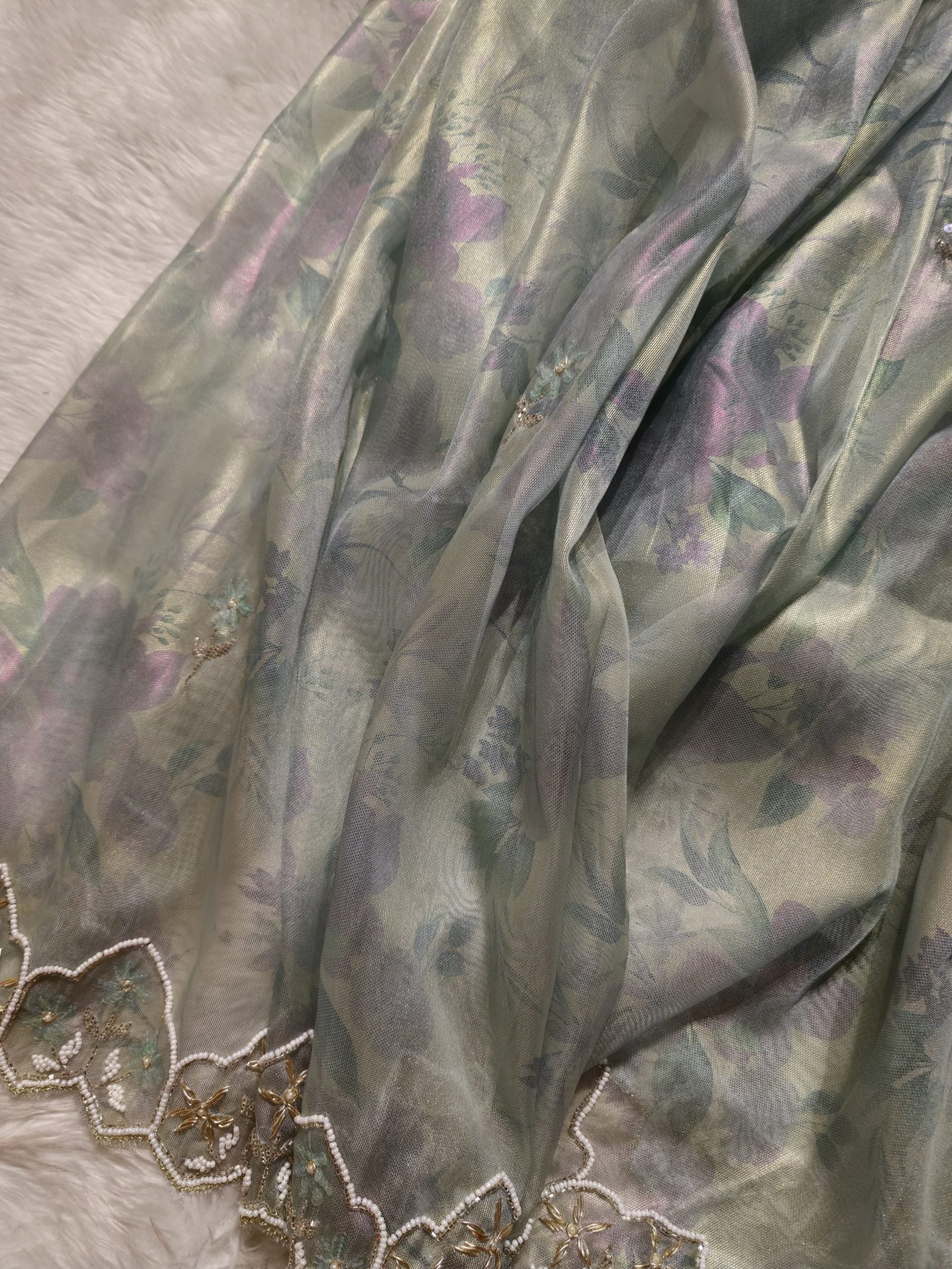 DAFFODIL-BLUE DUAL TONE SAREE