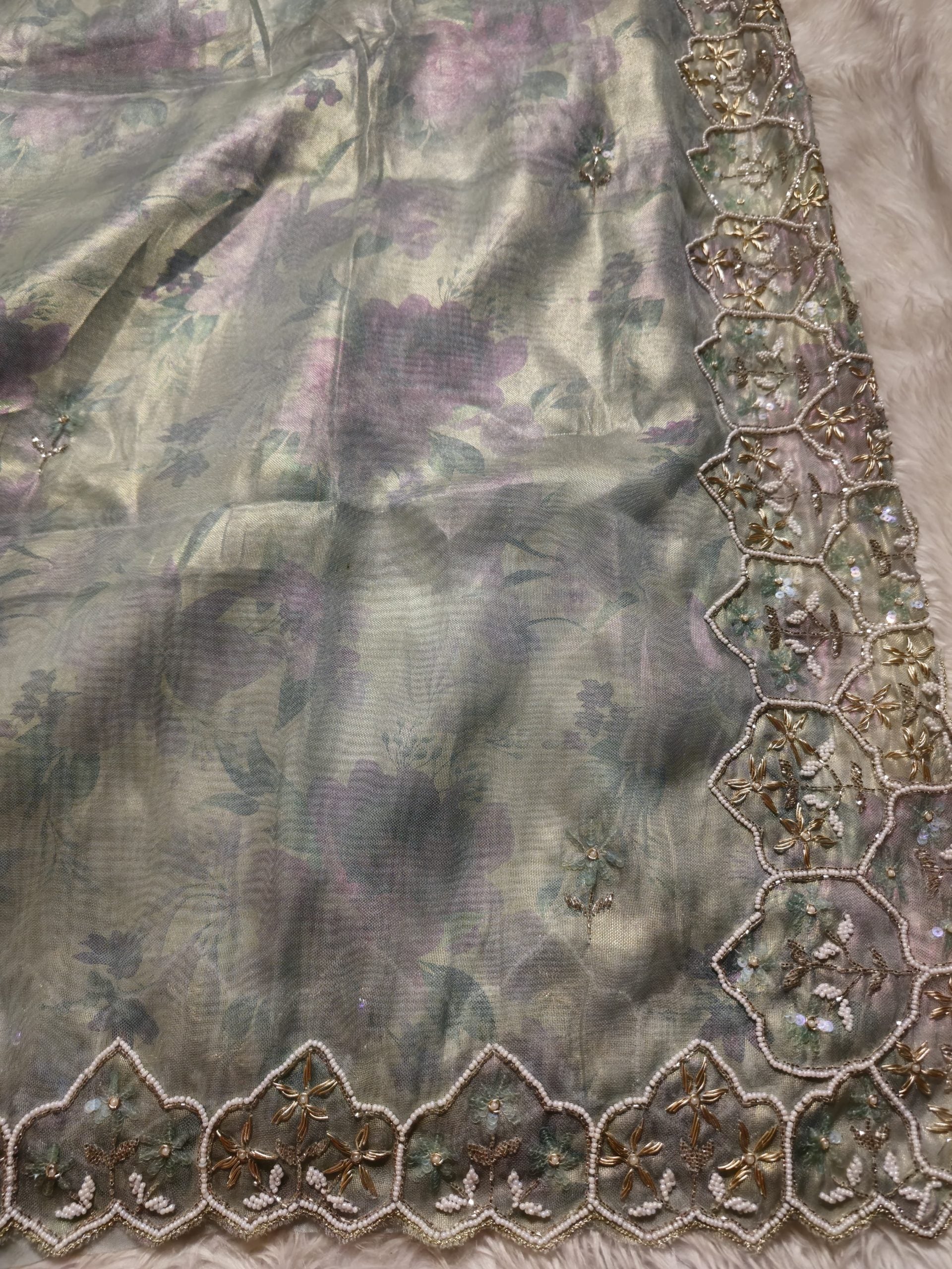 DAFFODIL-BLUE DUAL TONE SAREE