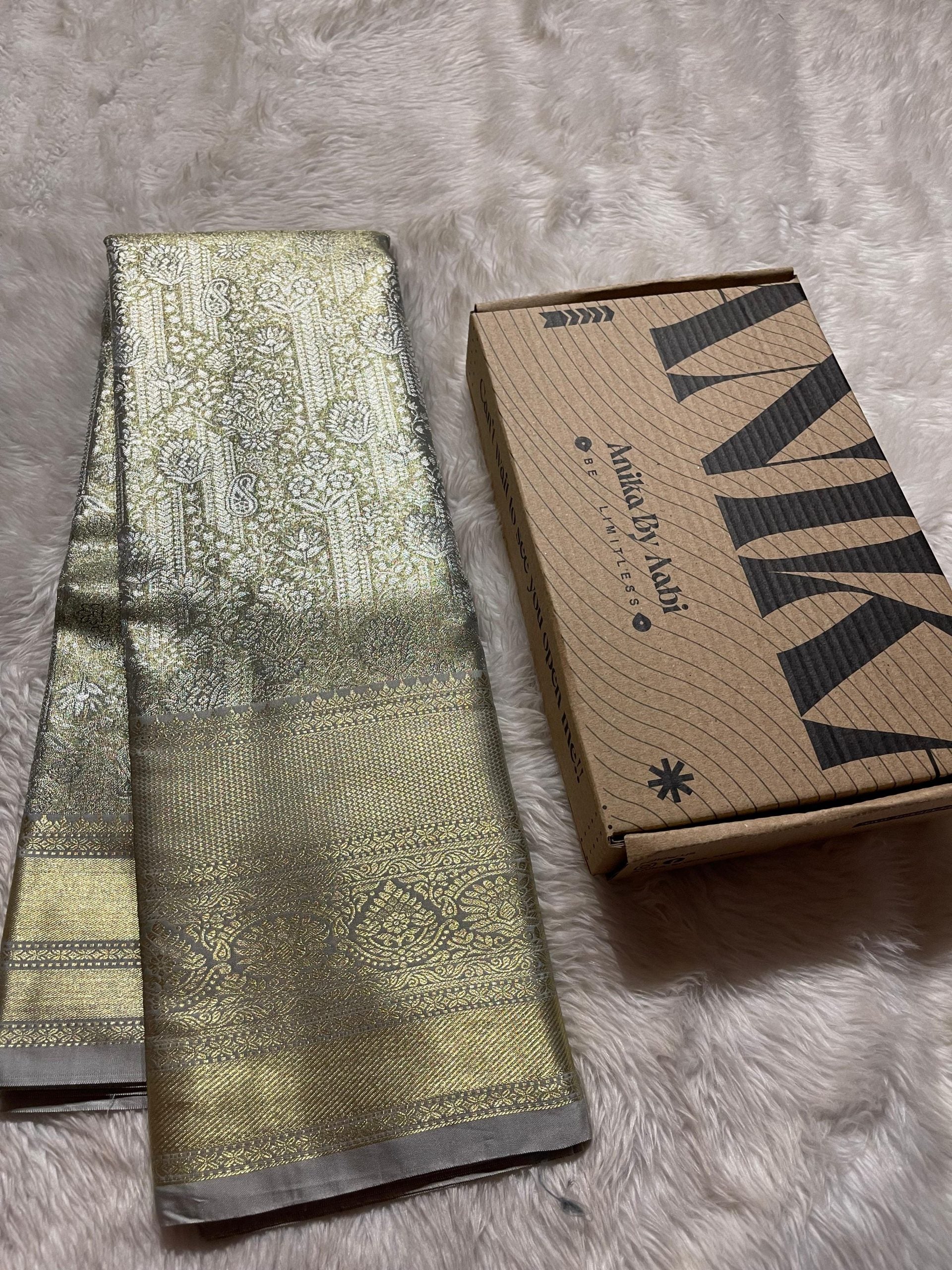SWAYAMVARAM-GRAY BROCADE BRIDAL EDIT SAREE
