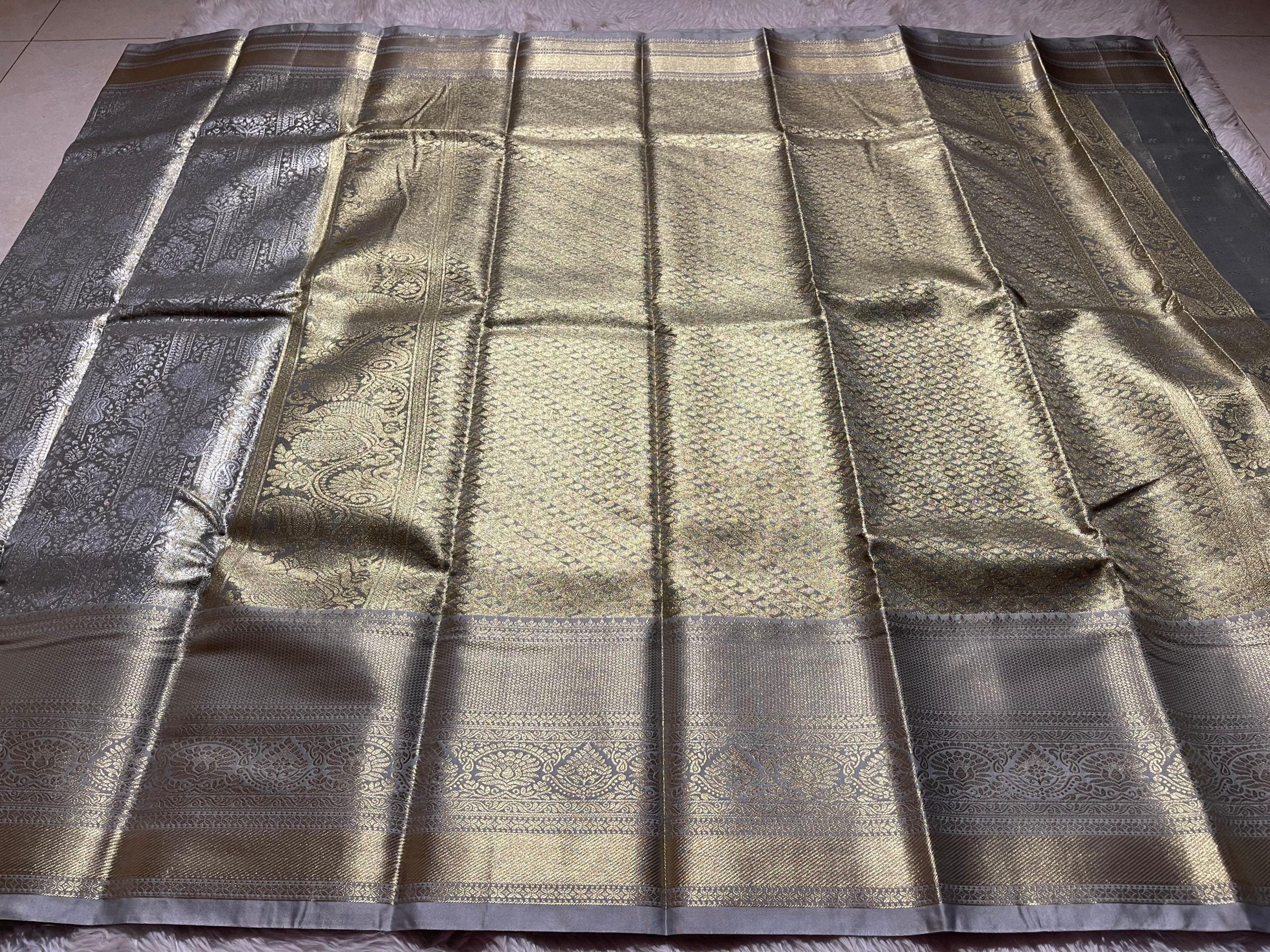 SWAYAMVARAM-GRAY BROCADE BRIDAL EDIT SAREE