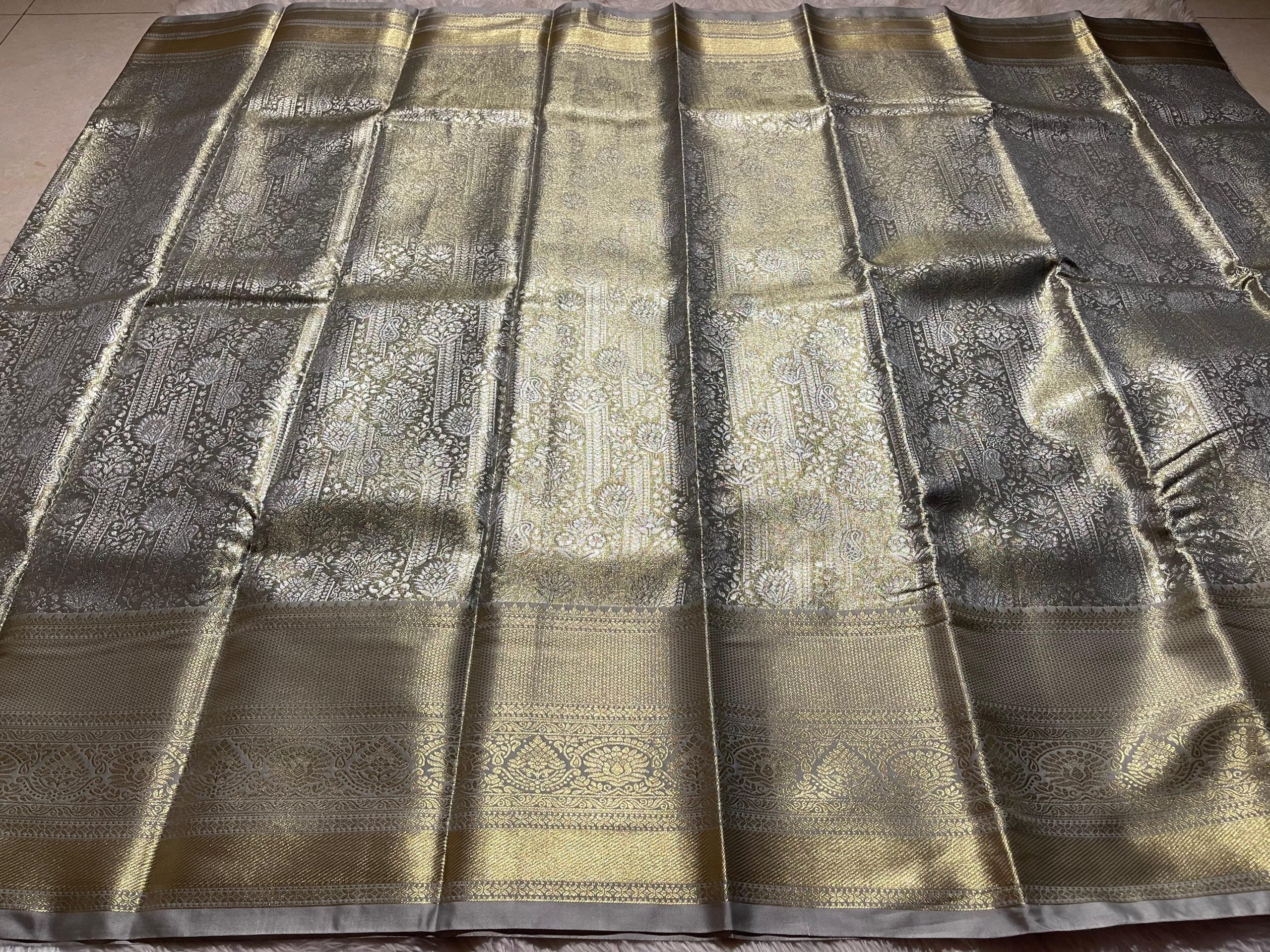 SWAYAMVARAM-GRAY BROCADE BRIDAL EDIT SAREE