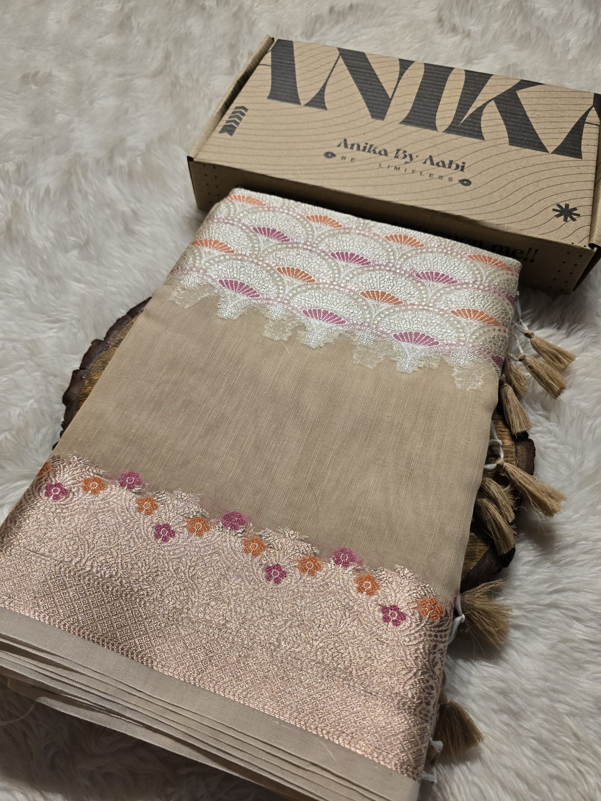 SADHA-BEIGE SANDAL SAREE