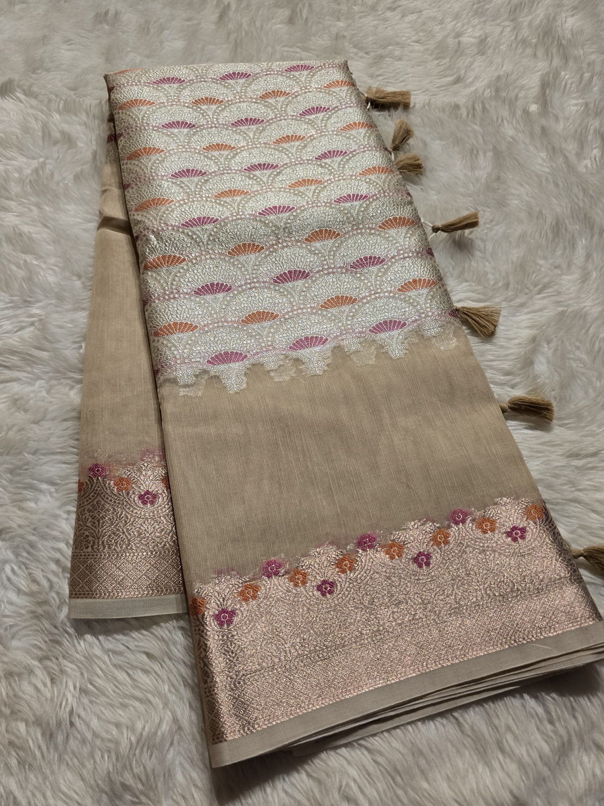SADHA-BEIGE SANDAL SAREE
