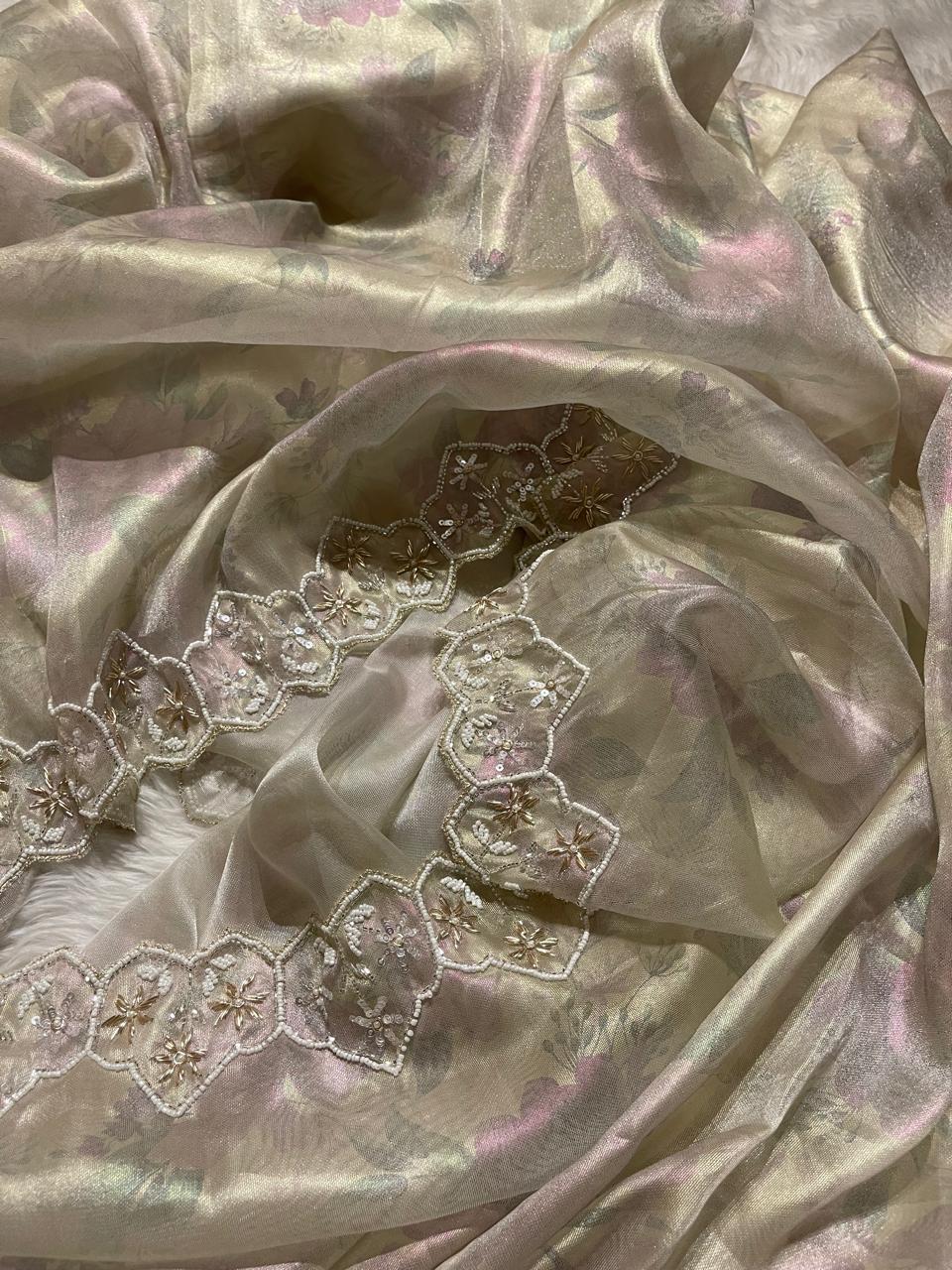 DAFFODIL-BEIGE CREAM SAREE