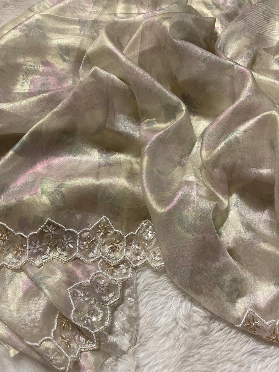 DAFFODIL-BEIGE CREAM SAREE