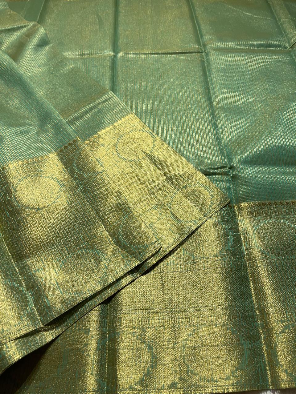 GOLDEN DAZZLE-JADE GREEN SAREE
