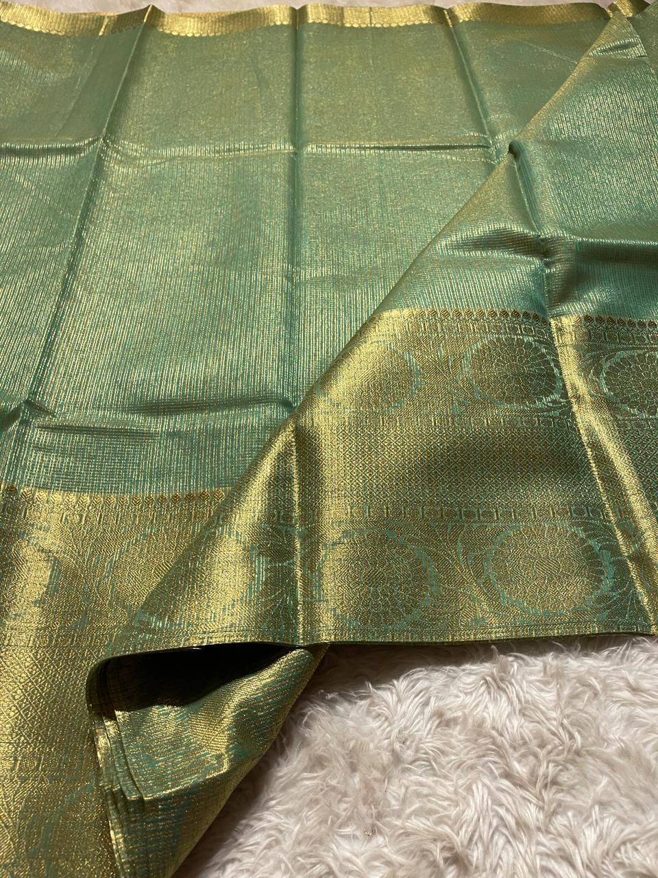 GOLDEN DAZZLE-JADE GREEN SAREE