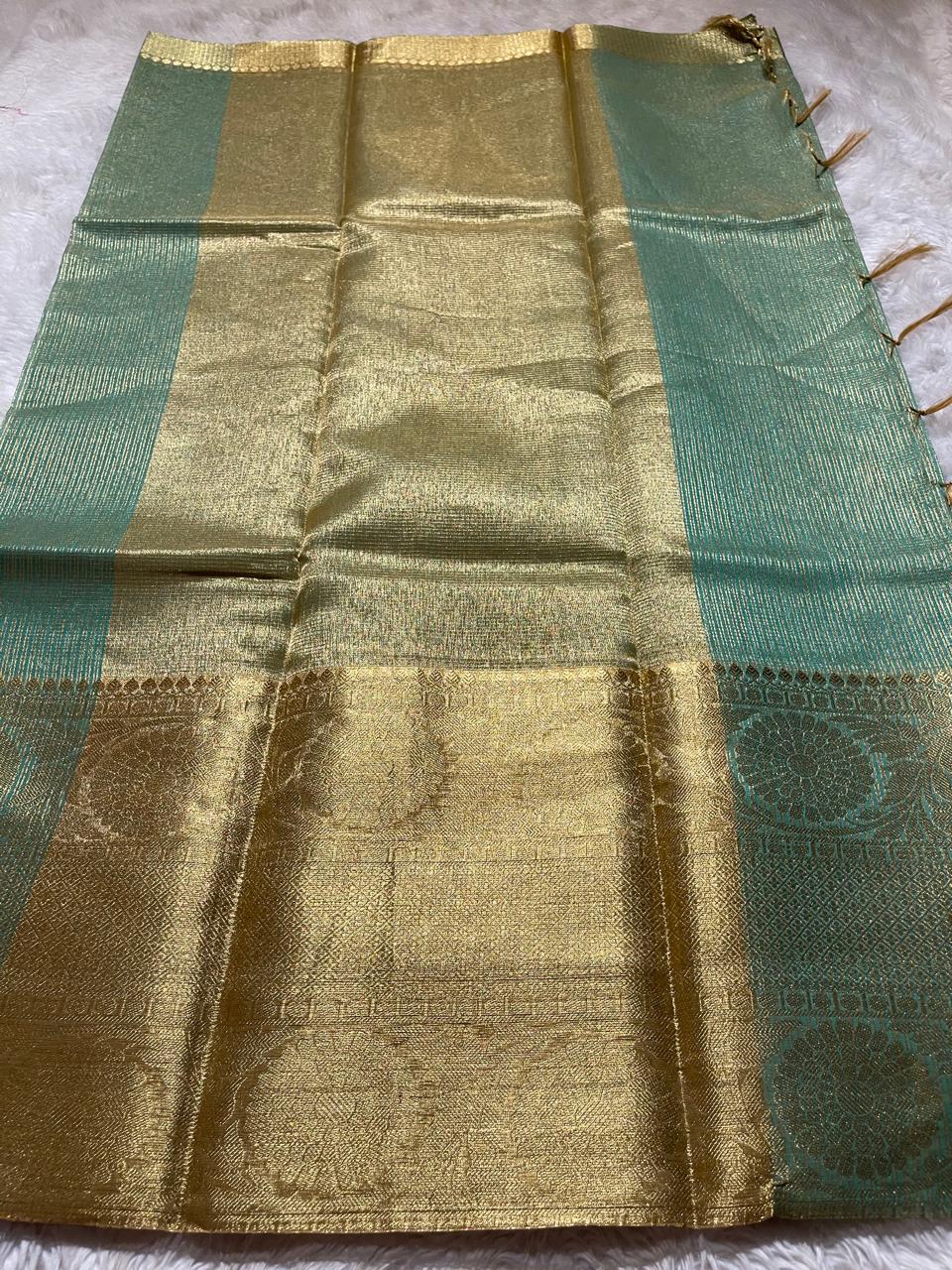 GOLDEN DAZZLE-JADE GREEN SAREE