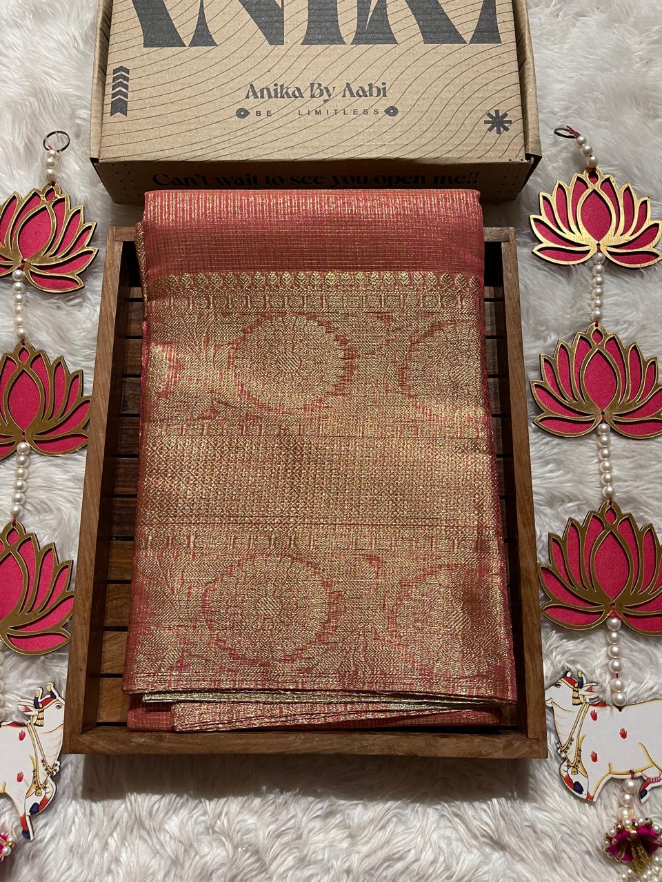 GOLDEN DAZZLE-PUNCH PINK SAREE