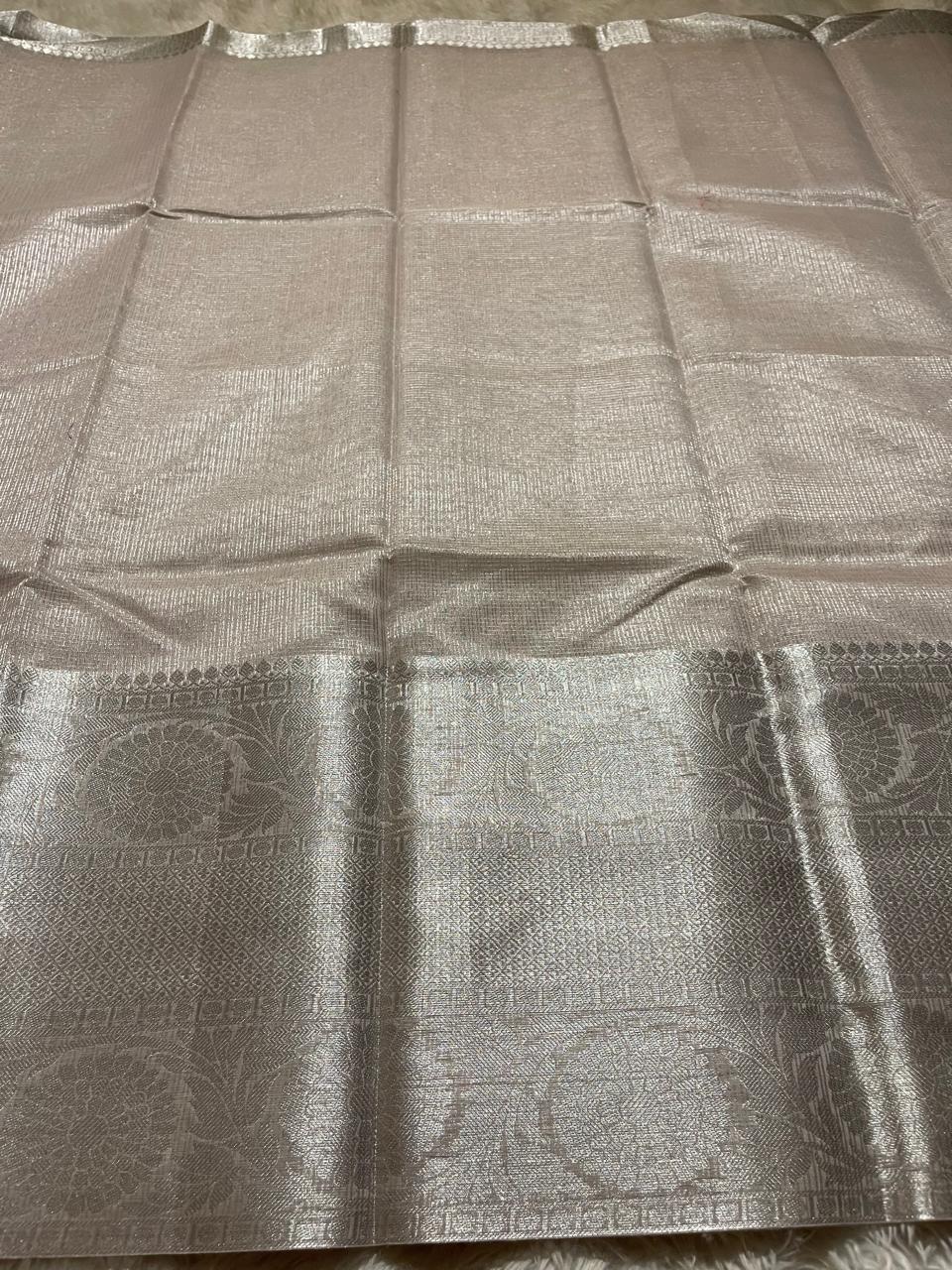 GOLDEN DAZZLE-CLOUD GRAY SAREE