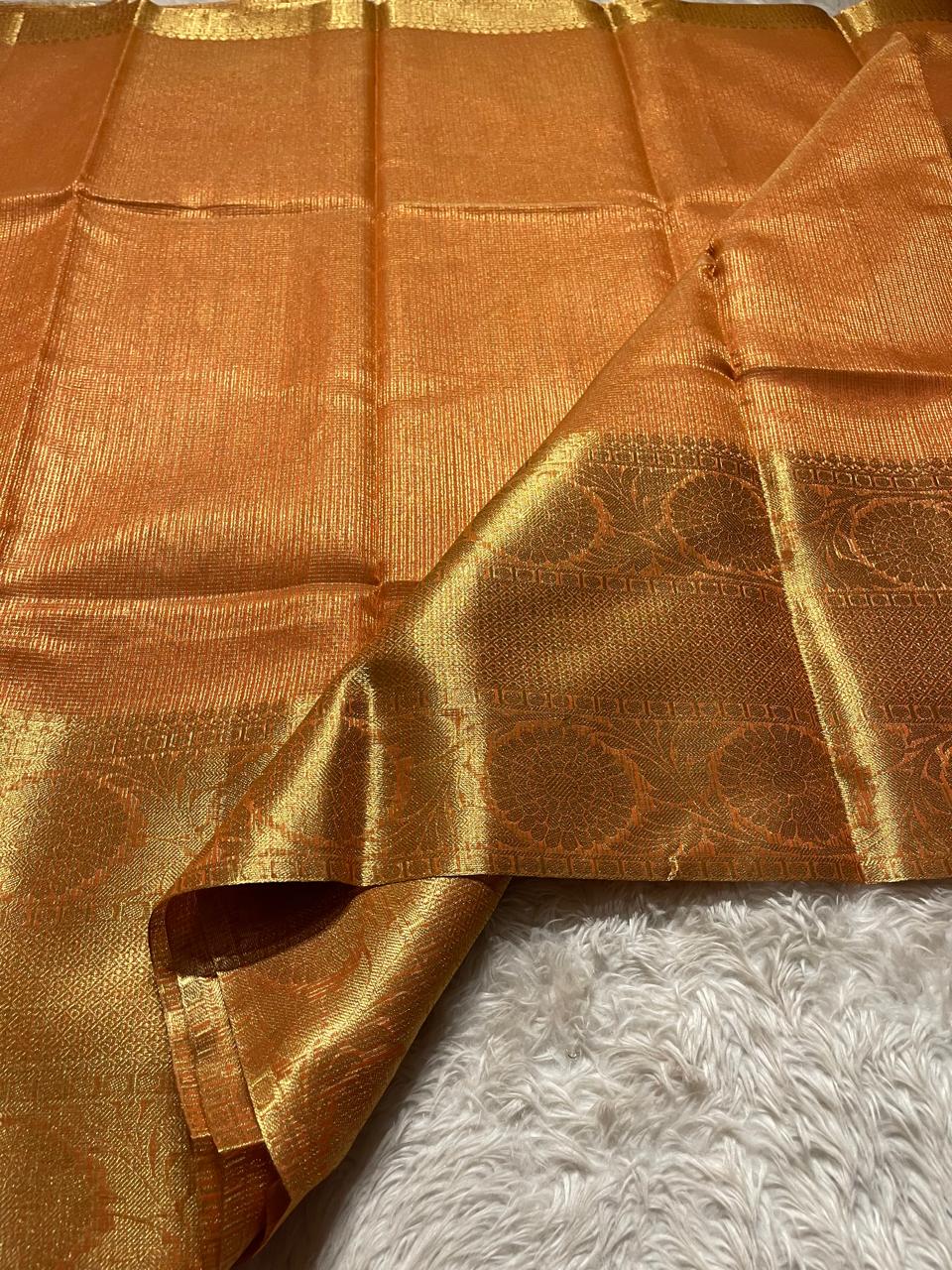 GOLDEN DAZZLE-ORANGE SAREE