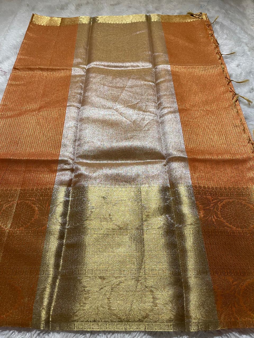 GOLDEN DAZZLE-ORANGE SAREE