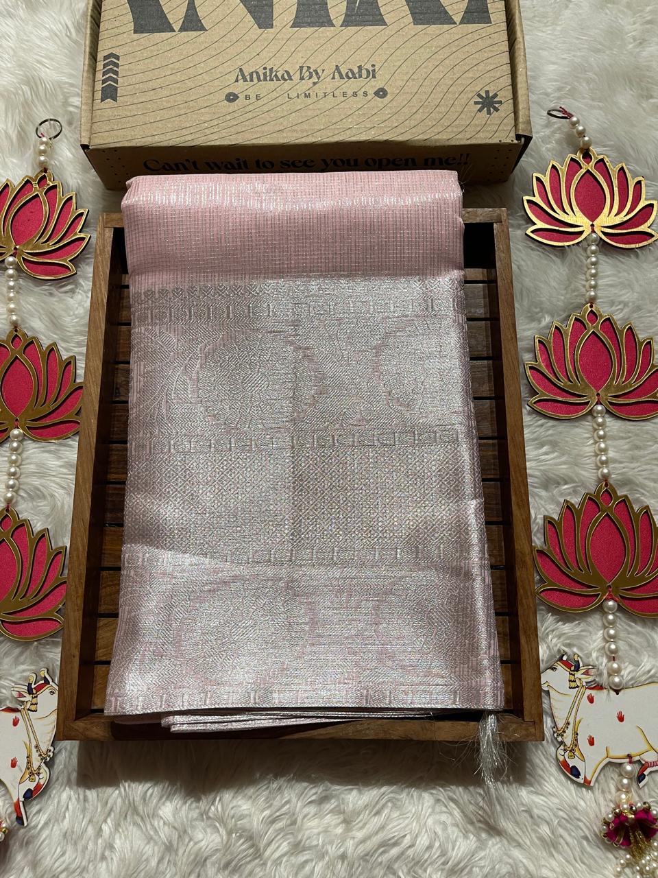 GOLDEN DAZZLE-BABY PINK SAREE