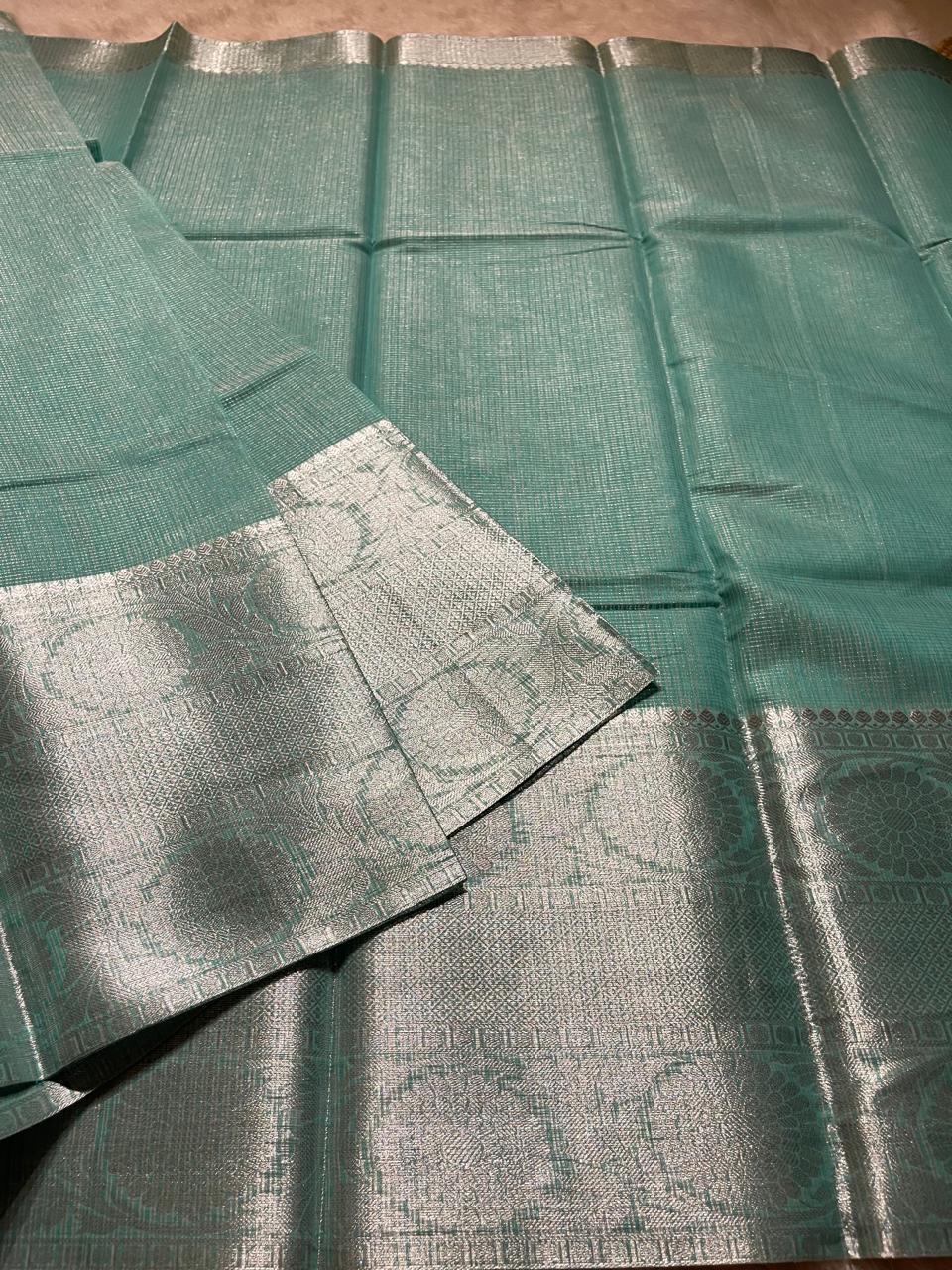 GOLDEN DAZZLE-LIGHT TURQUOISE SAREE