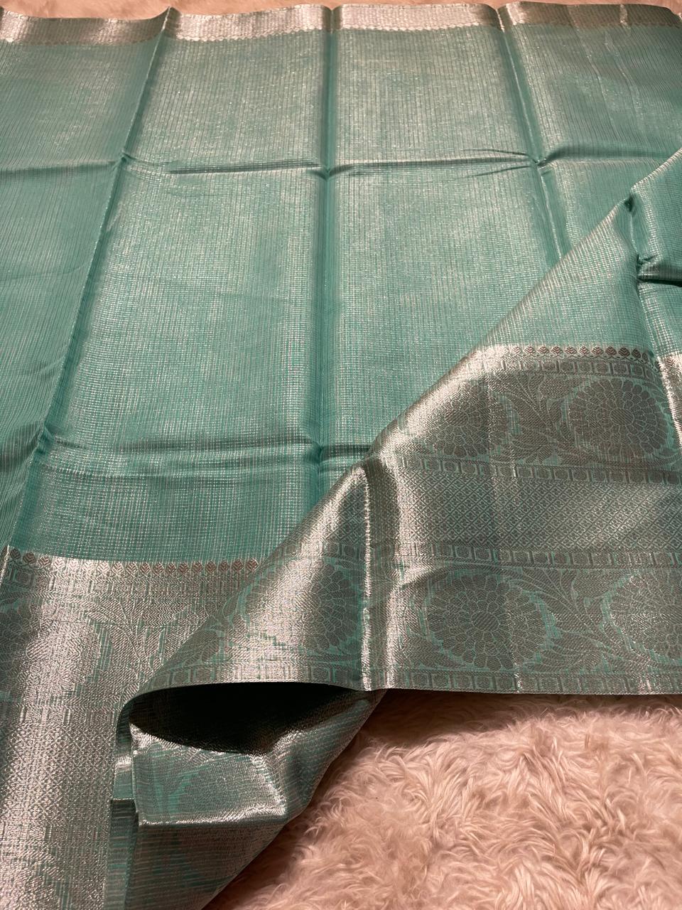 GOLDEN DAZZLE-LIGHT TURQUOISE SAREE