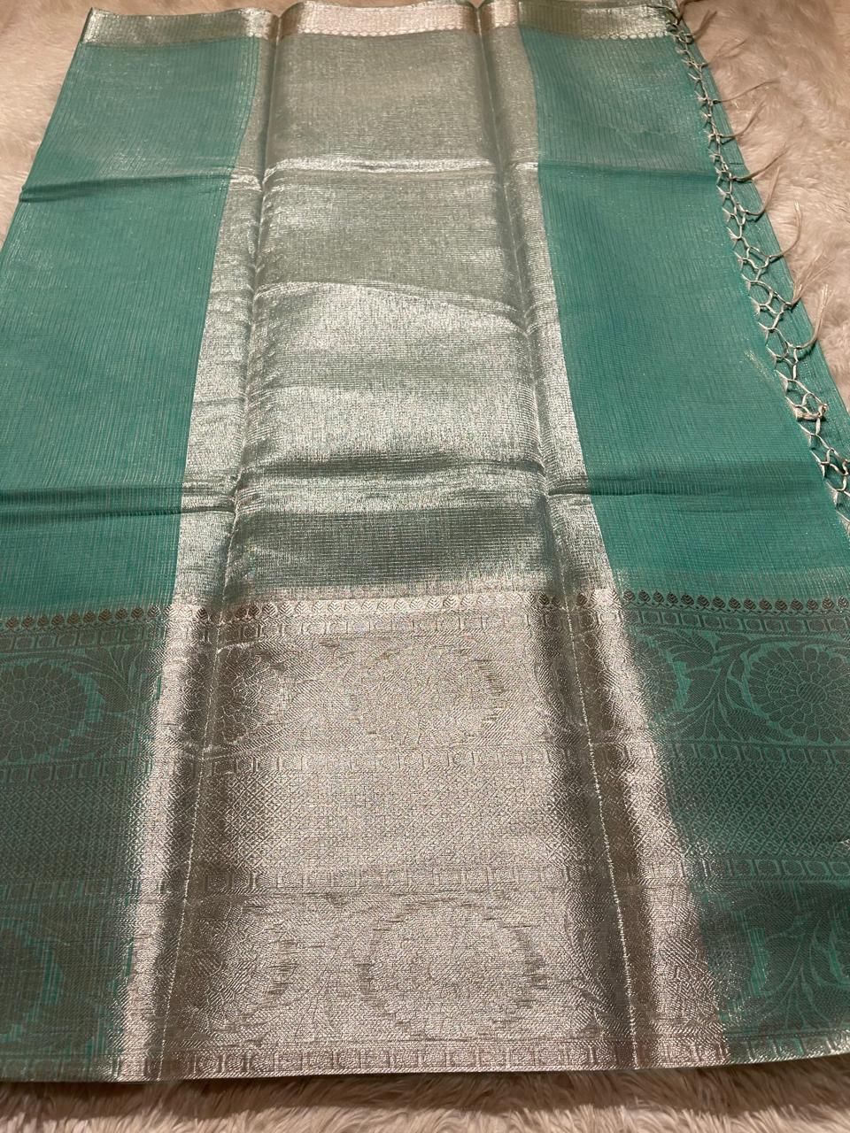 GOLDEN DAZZLE-LIGHT TURQUOISE SAREE