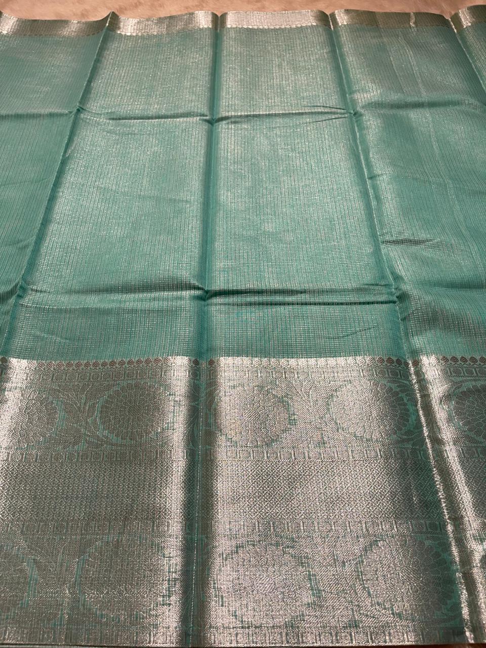 GOLDEN DAZZLE-LIGHT TURQUOISE SAREE