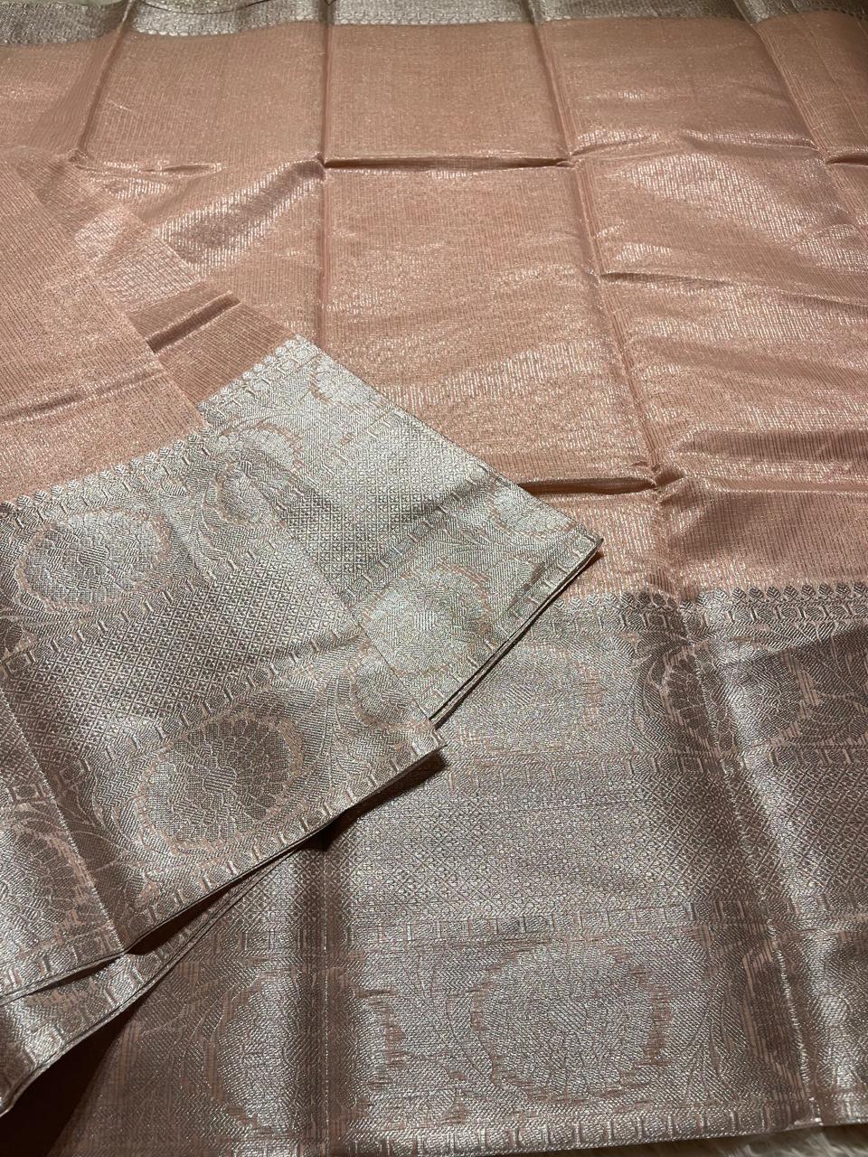 GOLDEN DAZZLE-BABY PEACH SAREE