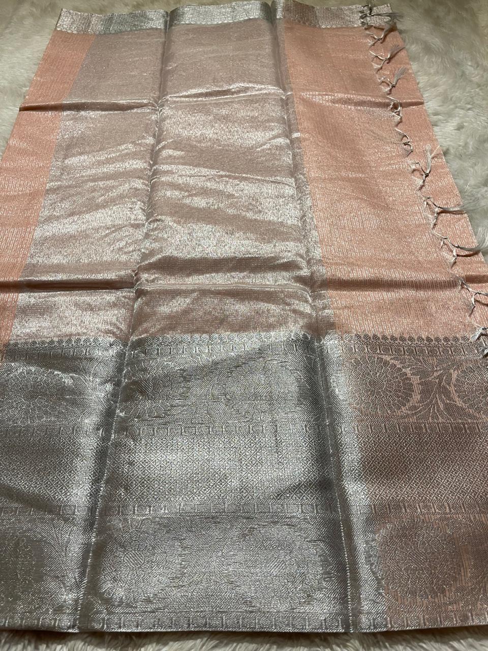 GOLDEN DAZZLE-BABY PEACH SAREE