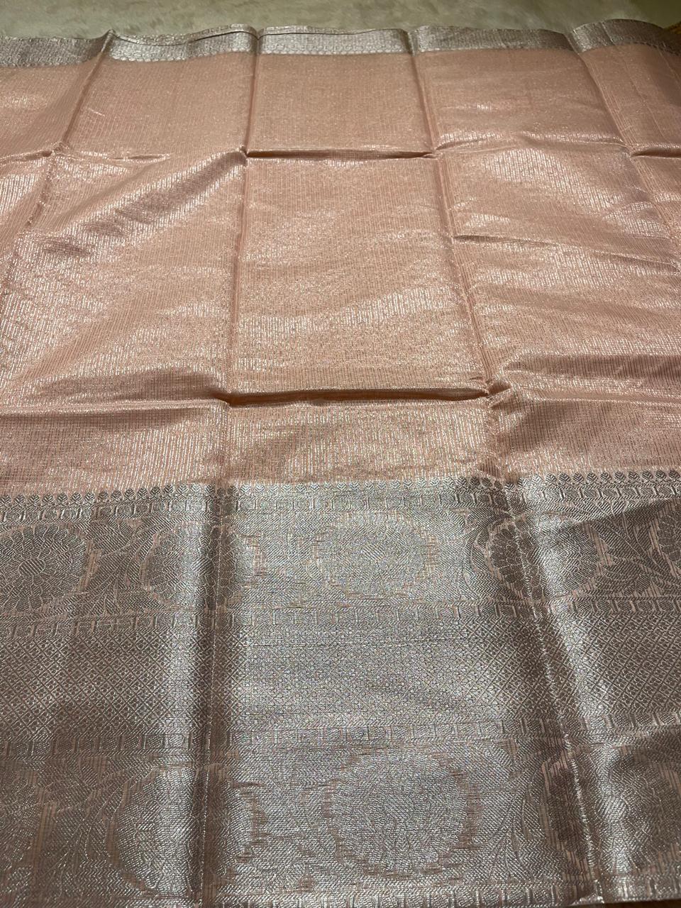 GOLDEN DAZZLE-BABY PEACH SAREE