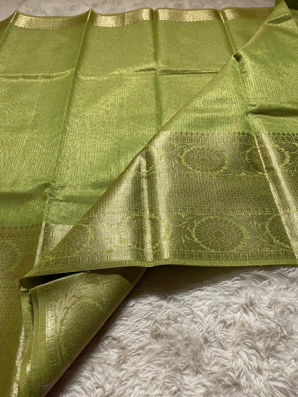 GOLDEN DAZZLE-PEAR GREEN SAREE