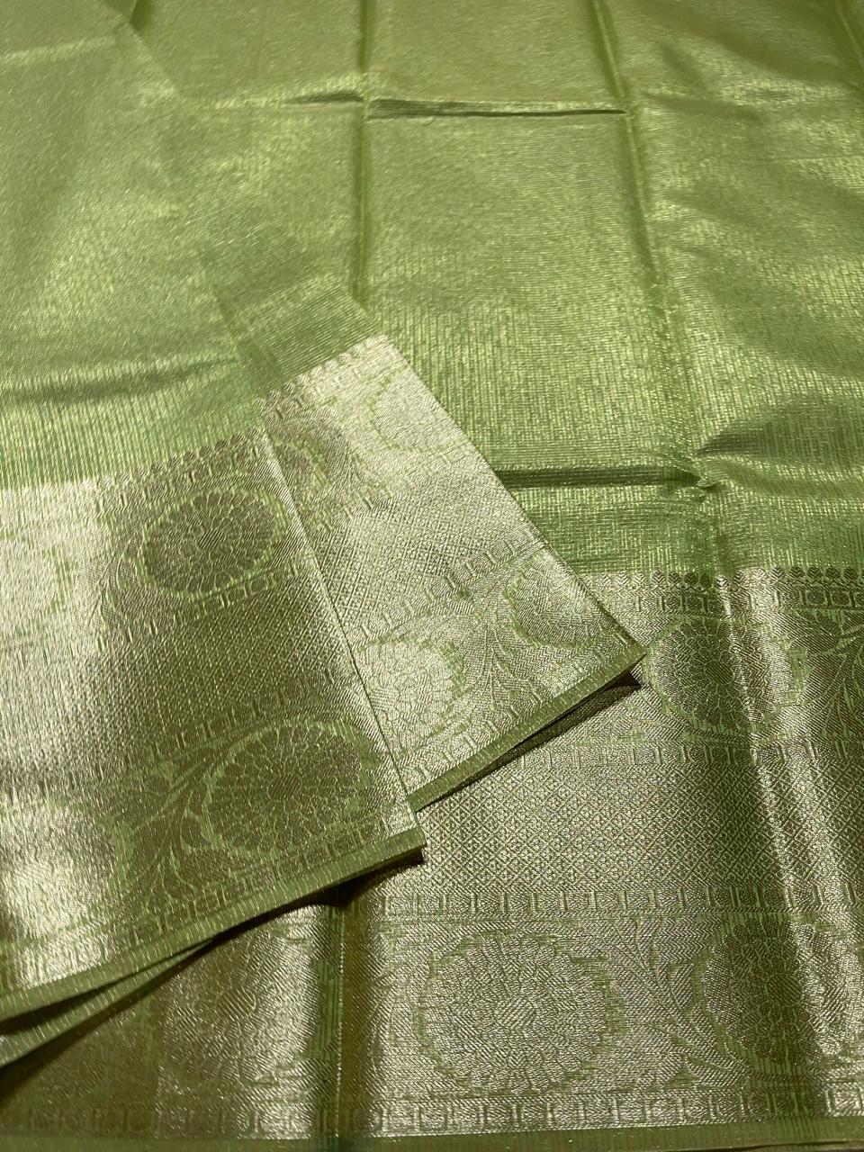 GOLDEN DAZZLE-PEAR GREEN SAREE
